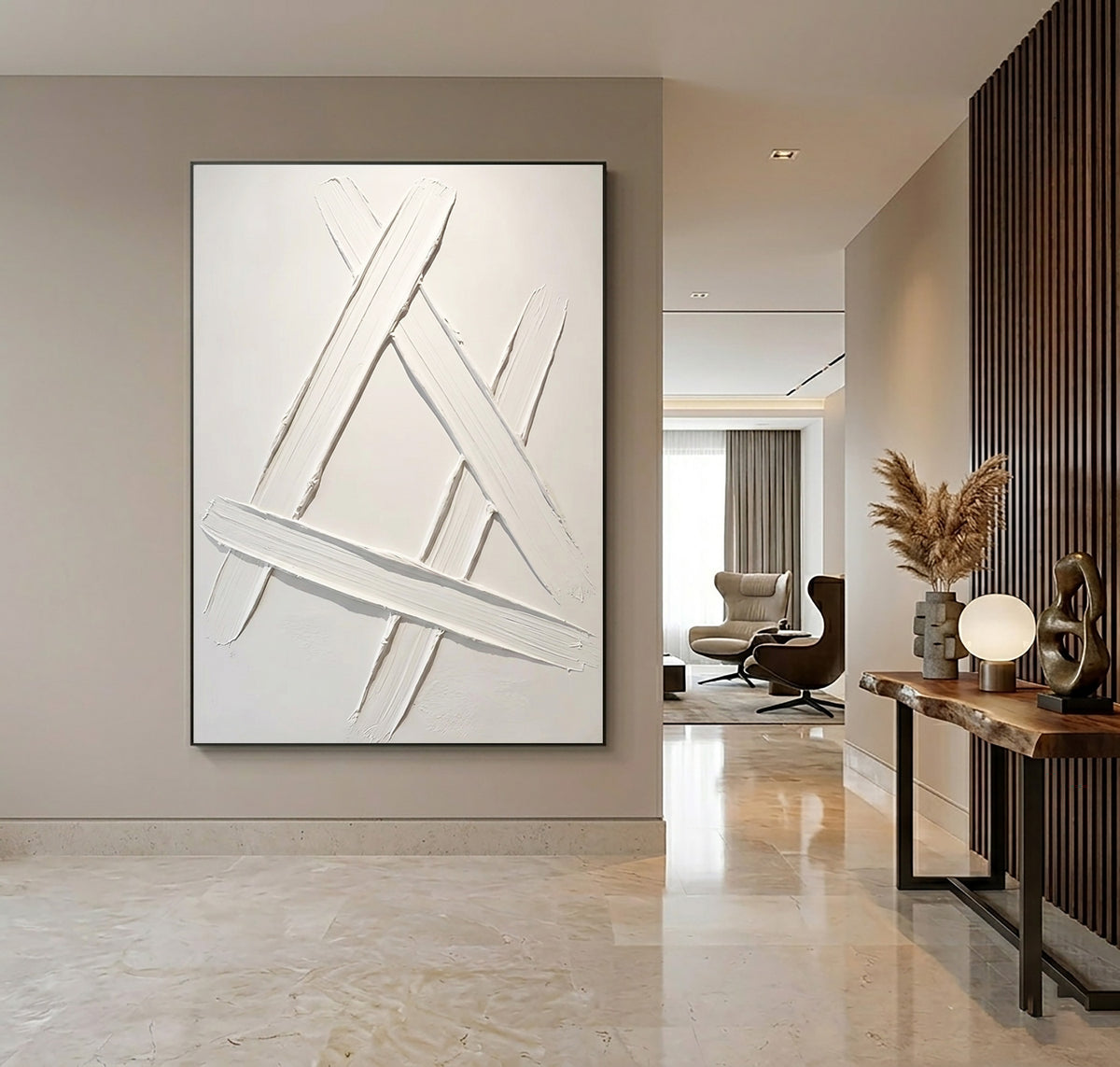 The Space Between Marks Original Hand Painted Artwork Neutral Modern Wall Decor Contemporary Interior