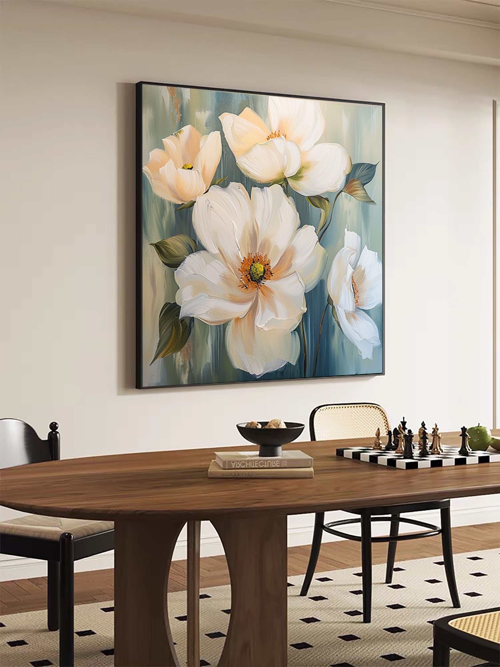 Hand-Painted Floral Artwork for Living Room Walls #FB021