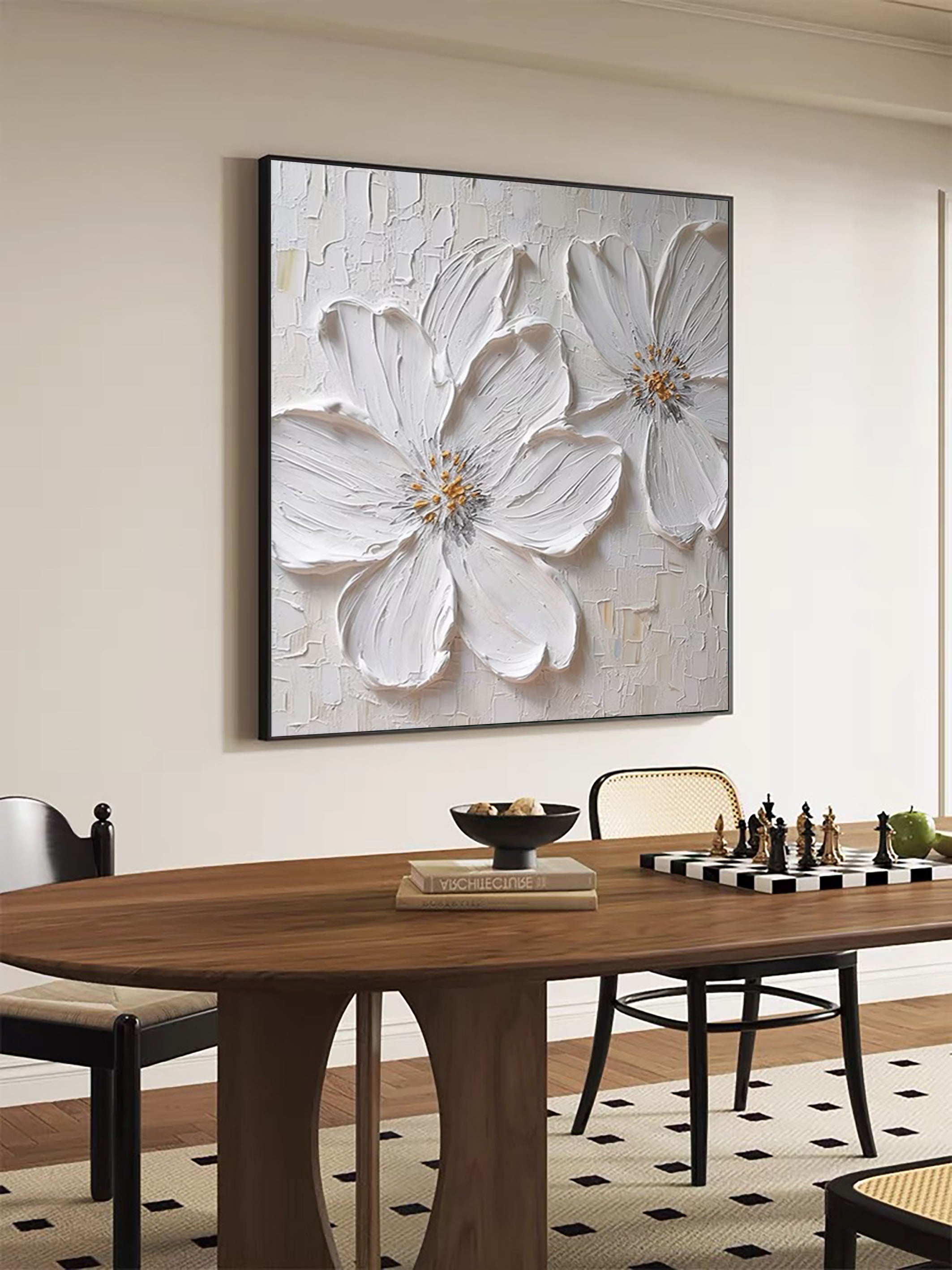 Modern White Floral Wall Art for Elegant Home Interiors #FB020