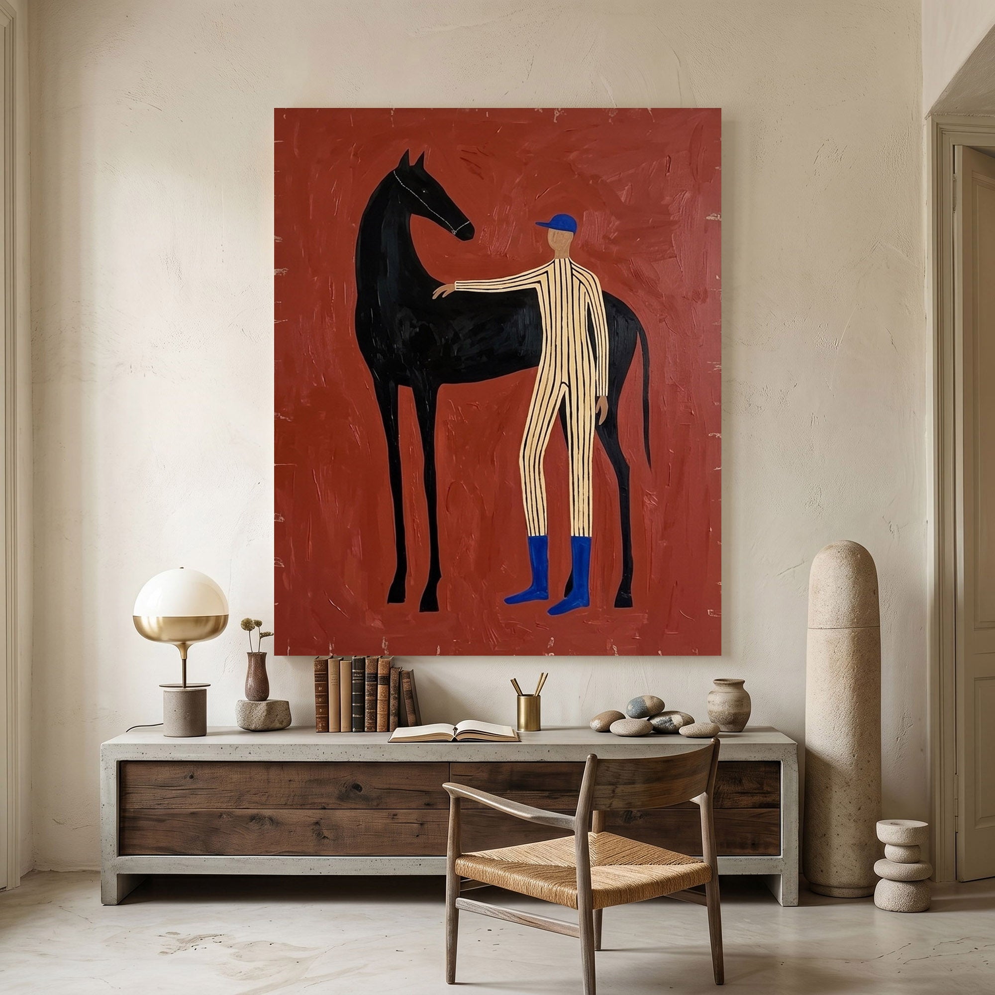 Large Cowboy Wall Art Modern Horse Oil Painting Southwestern Contemporary Artwork