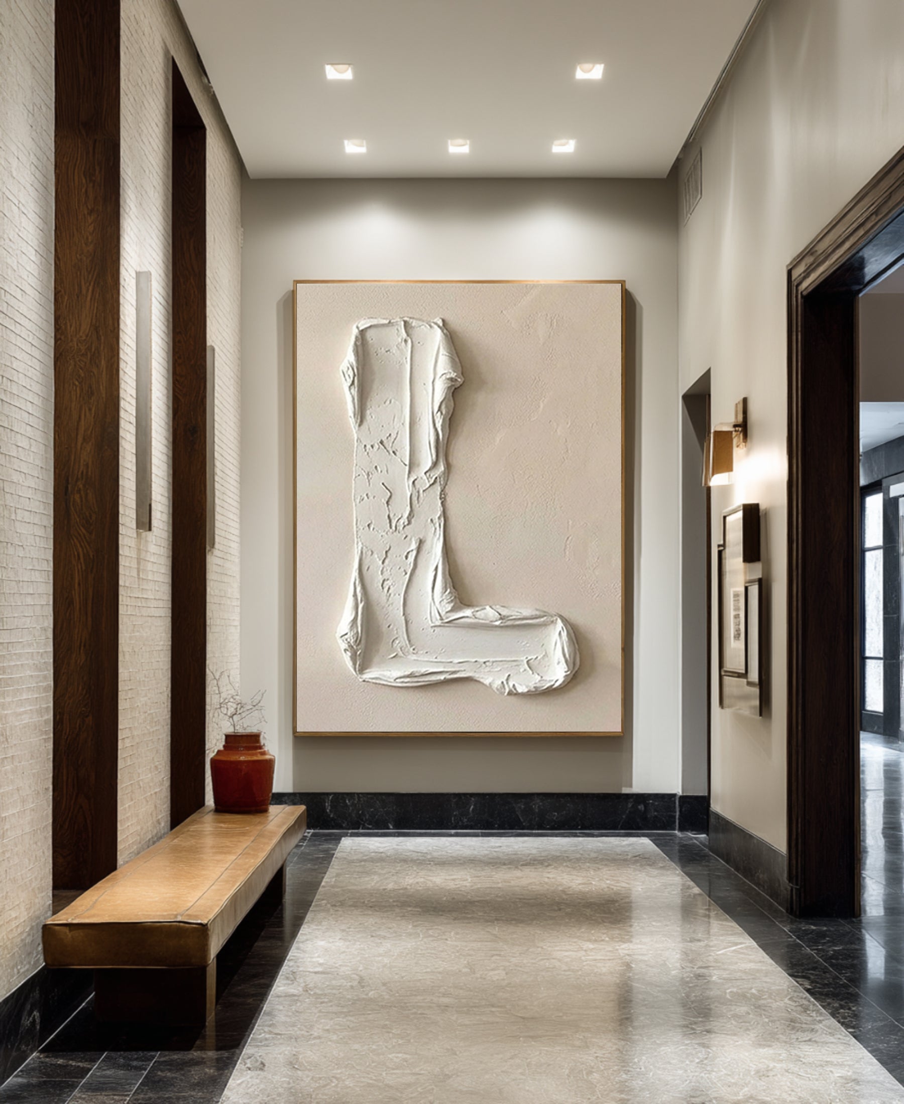 Large Contemporary Oil Texture Artwork – Luxury Neutral Minimalist Painting