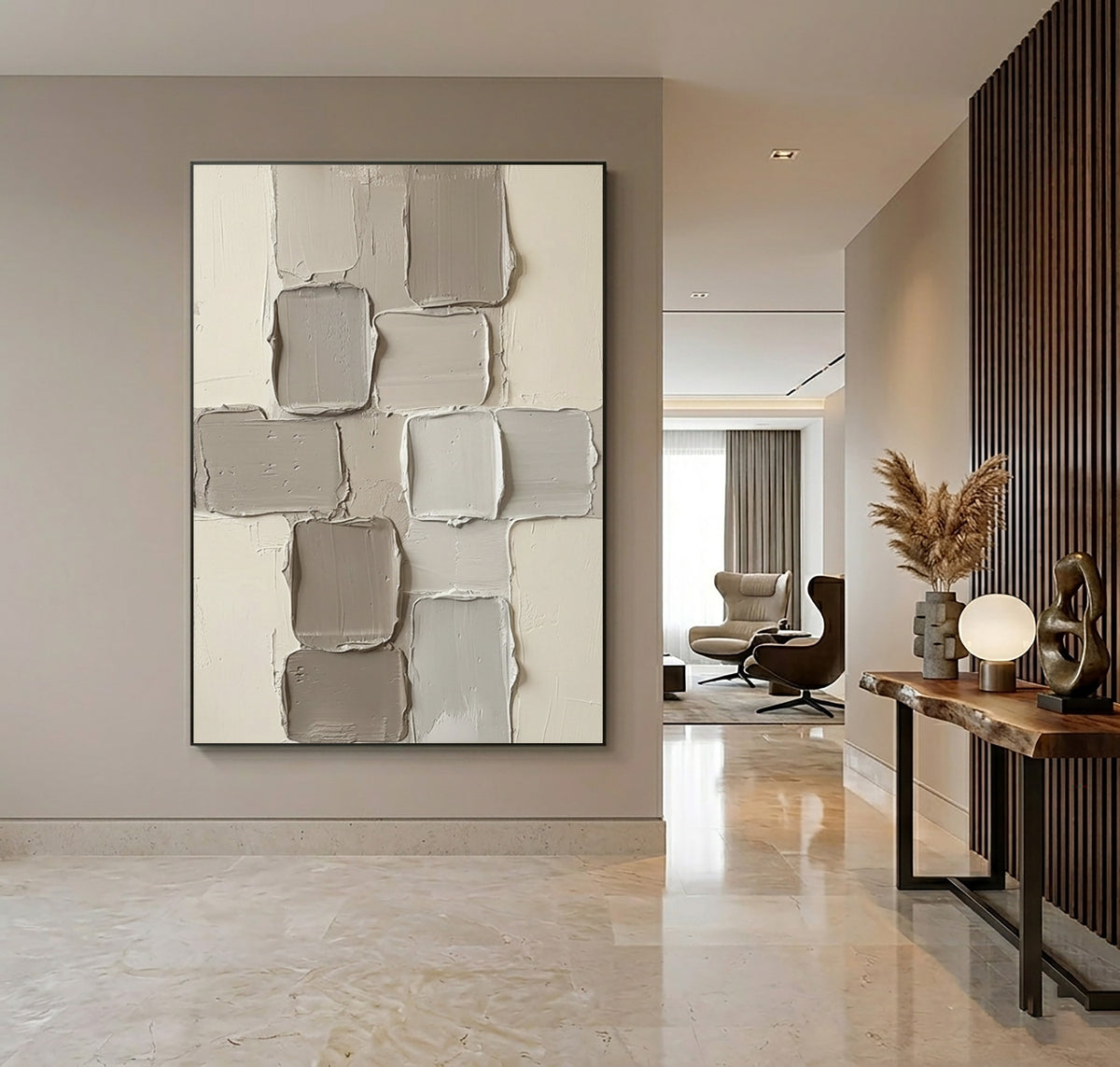 Drifting Forms In Neutral Space Large White Beige Abstract Textured Wall Art Sculptural Relief