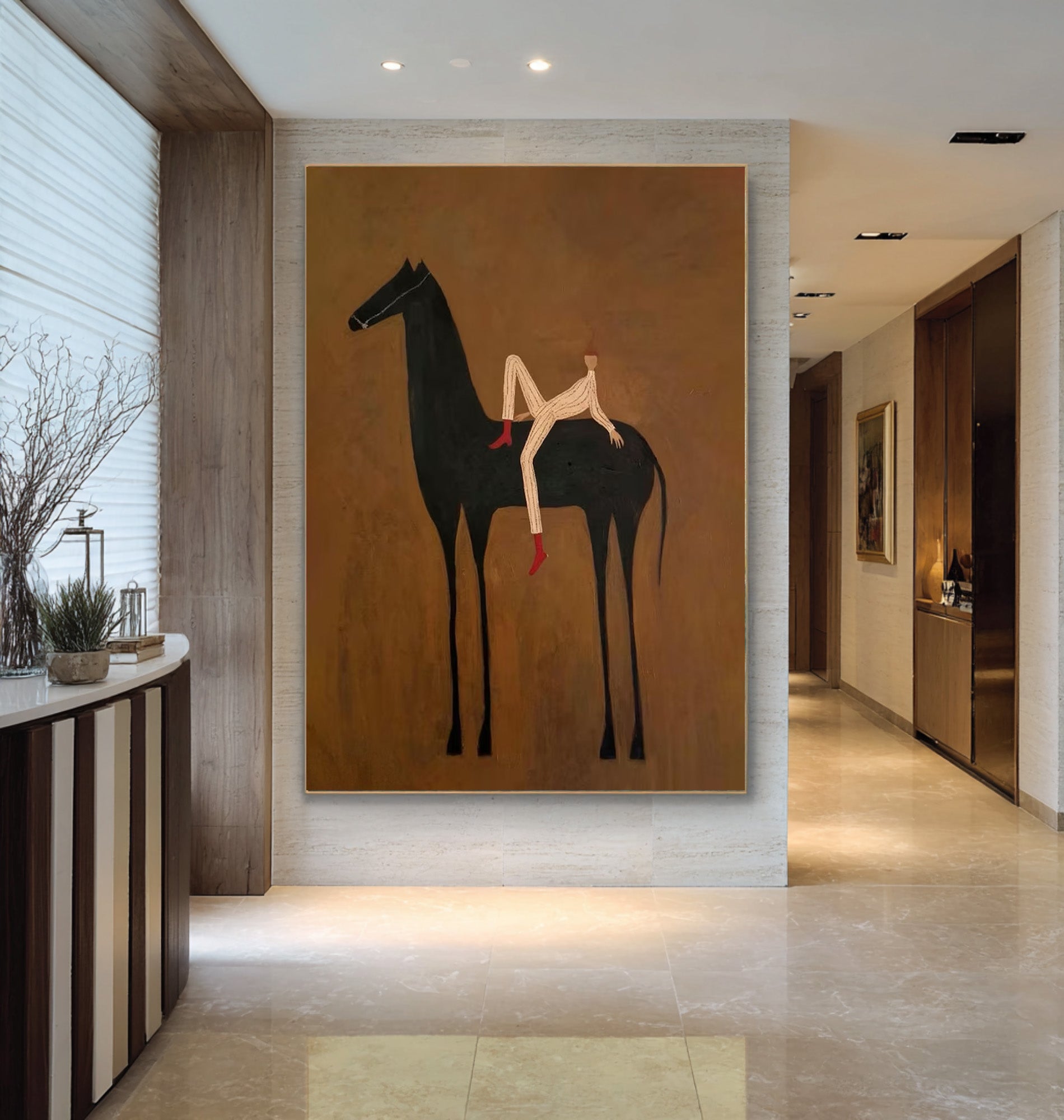 Large Abstract Horse Canvas Art for Modern Wall Decor