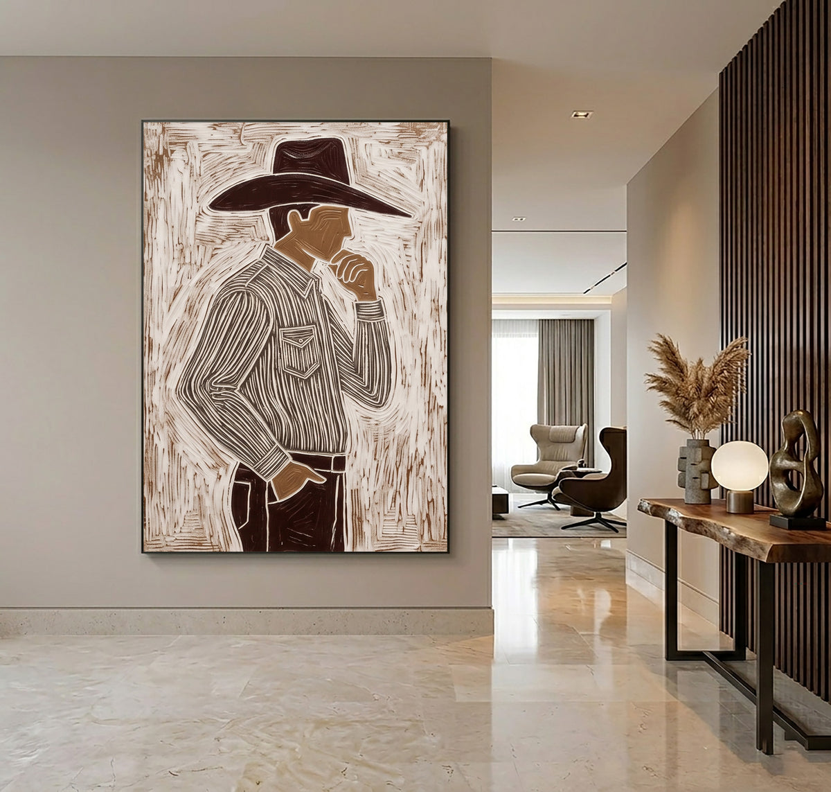 The Confidence of a Cowboy Western Figurative Painting Cowboy Wall Art Hand Painted Artwork
