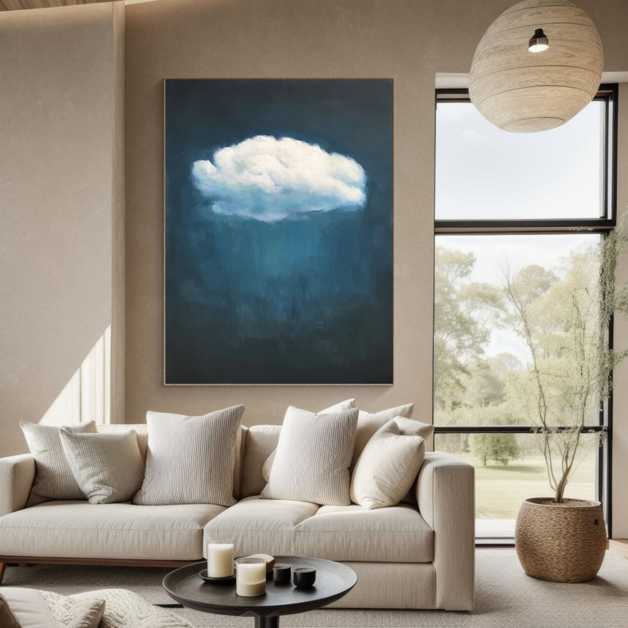 Minimalist Blue Cloudscape Canvas Wall Art #SP007