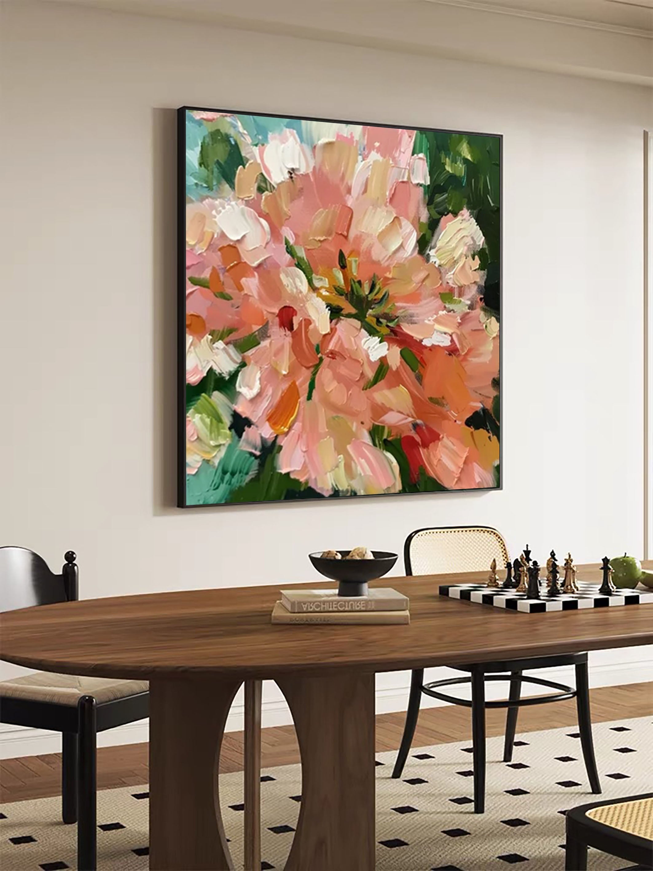 Vibrant Abstract Floral Painting for Modern Living Rooms #FB018