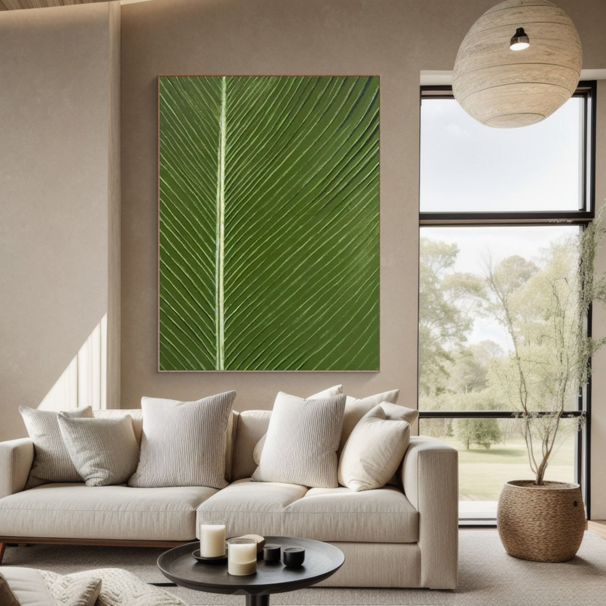 Green Leaf Wall Art Nature-Inspired Canvas Decor #FB033