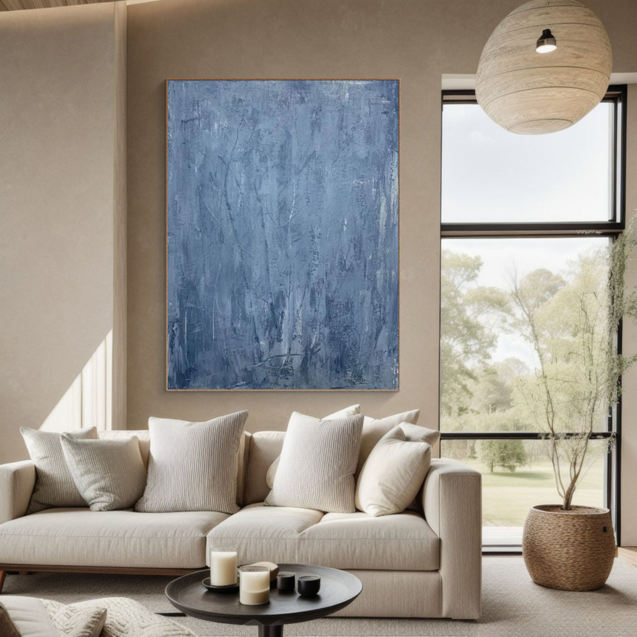 Serene Blue Abstract Wabi Sabi Wall Art for Modern Interiors #MM179