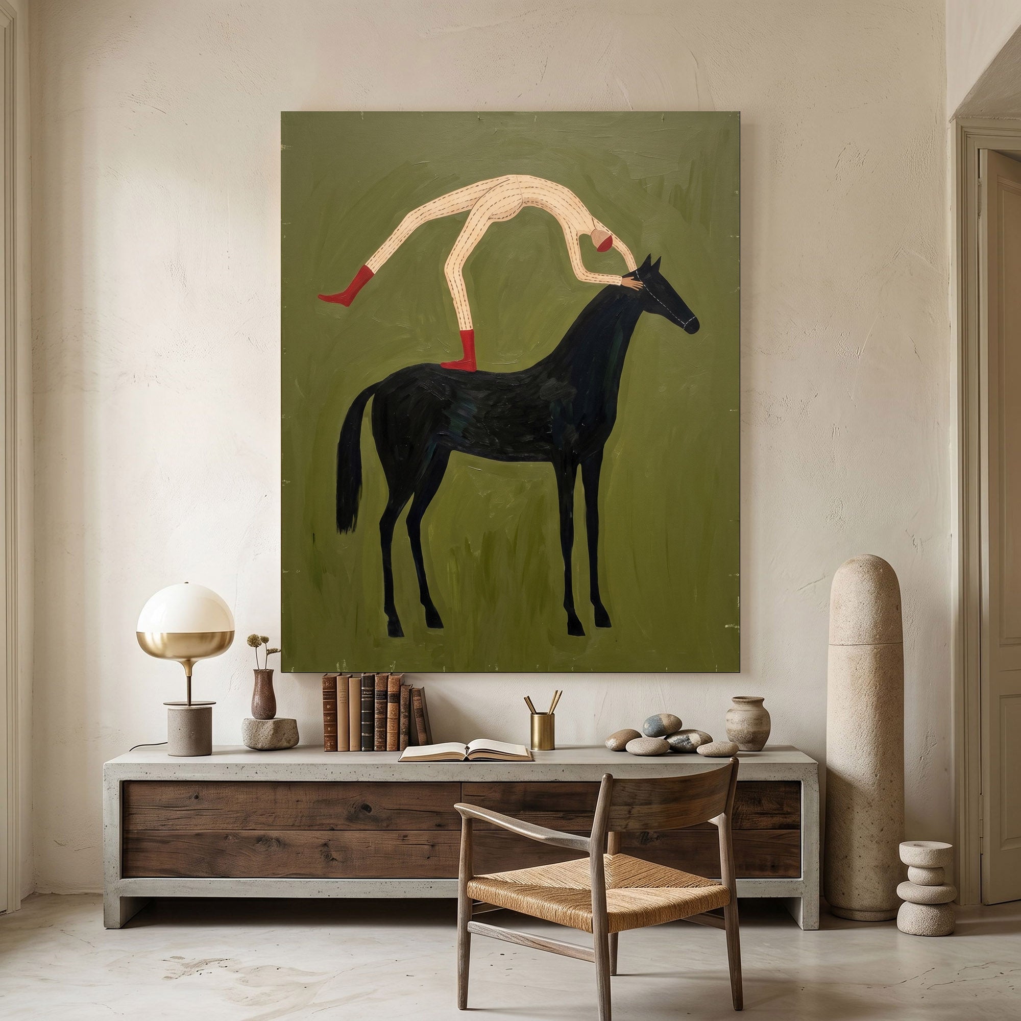 Large Cowboy Horse Wall Art Contemporary Western Oil Painting Hand Painted Artwork