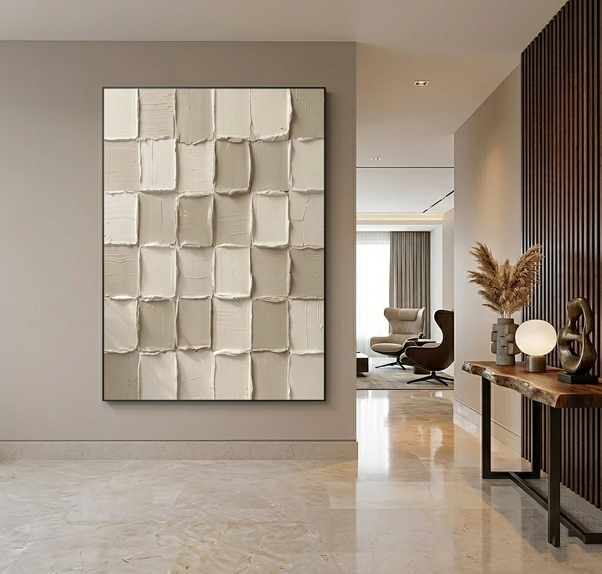 Handmade Forms In Soft Relief Large Ivory Textured Abstract Wall Art Sculptural Modern Decor