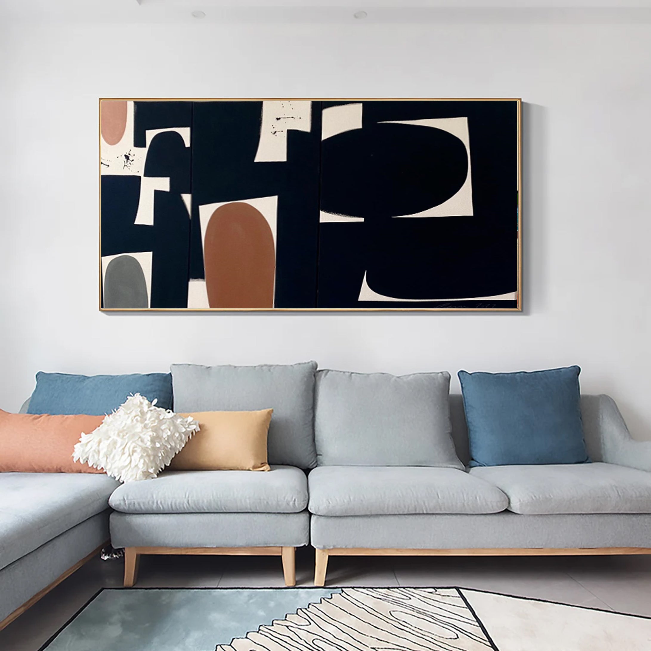 Modern Dining Room Art Abstract Geometric Oil Painting #MM036