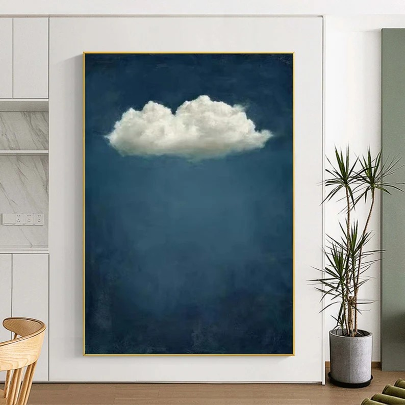 Dreamy Cloud Abstract Minimalist Blue Painting #SP015