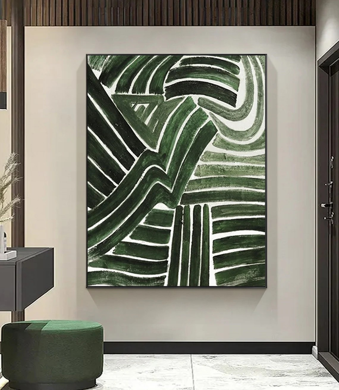 Organic Emerald Green Abstract Contemporary Wall Art #MM206