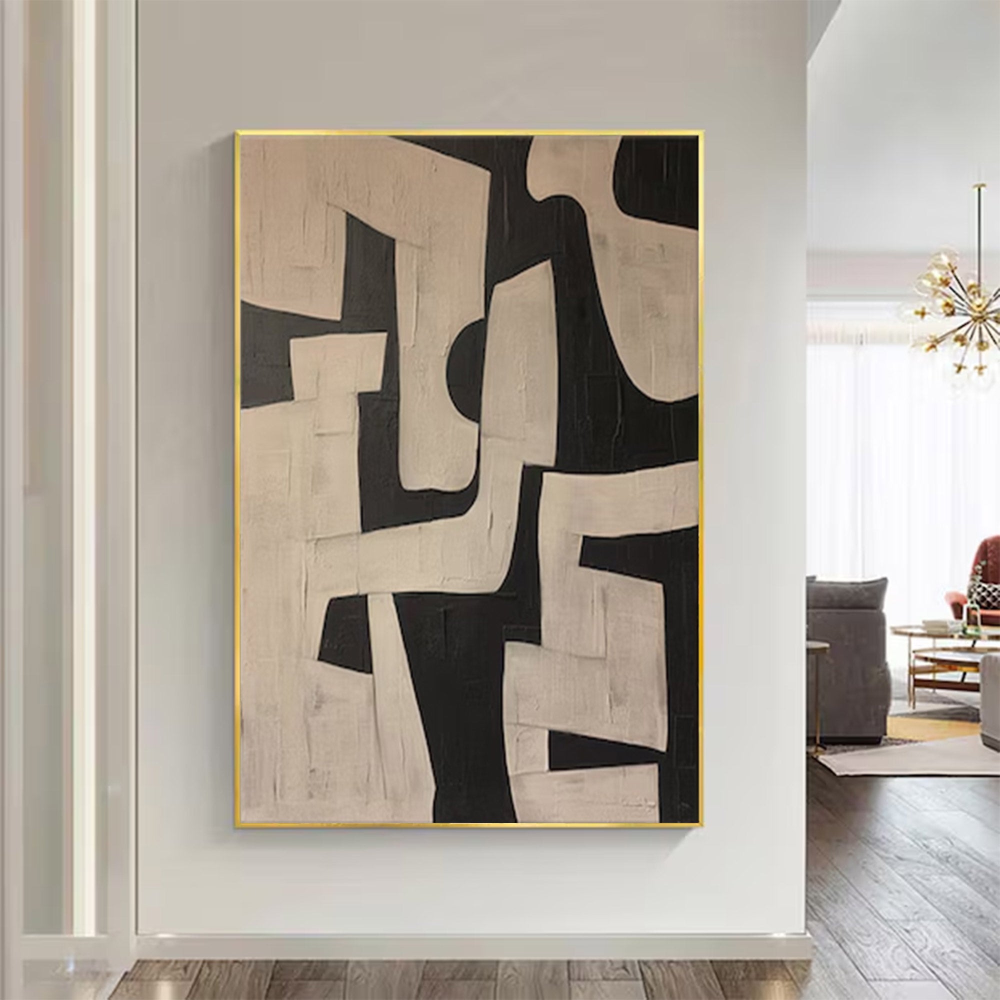 Abstract Large Black and Beige Painting | KelorArt #AG 105