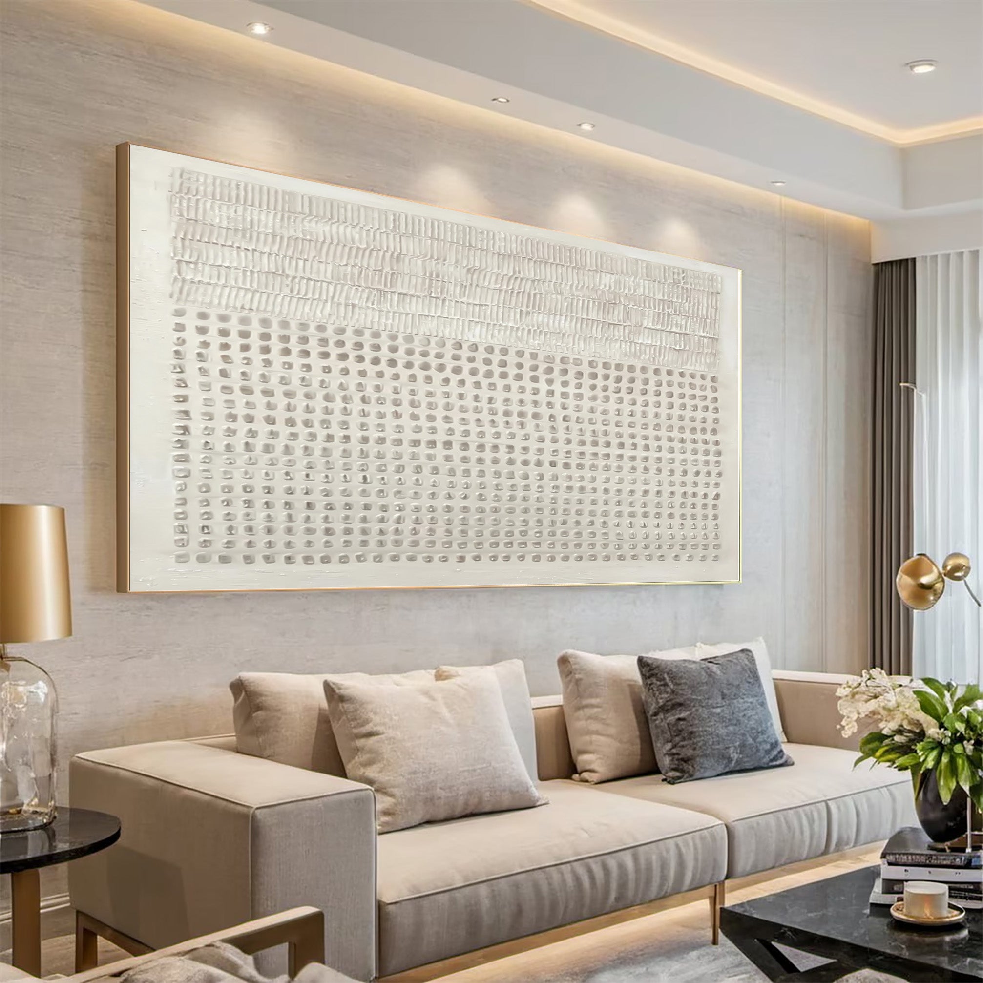 Unique White Textured Panel Art - Home Gallery Accent #AG 031