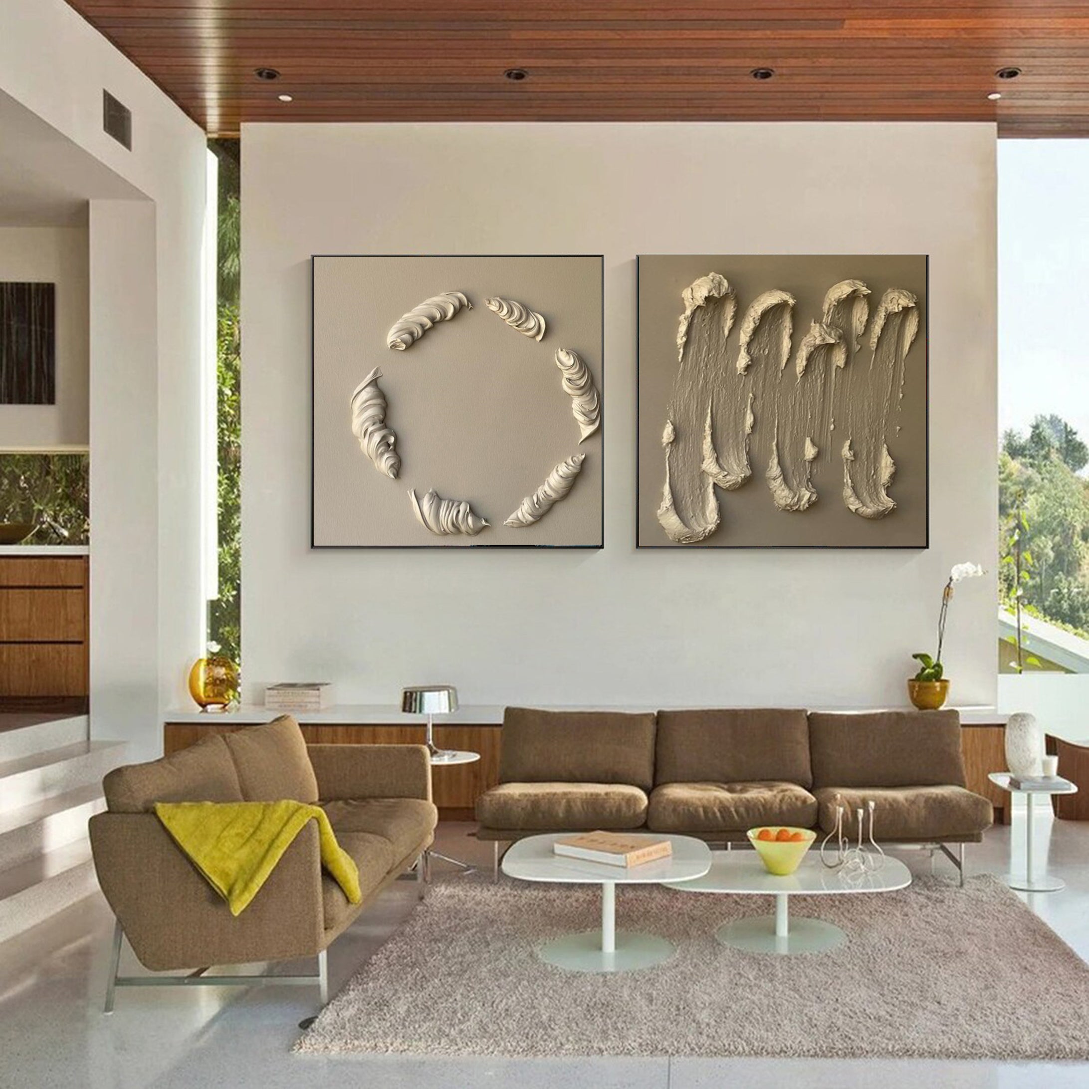 Geometric 3D Wall Art Contemporary Textured Canvas Set #MMS010