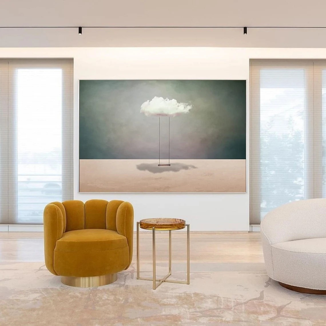 Surreal Cloud Swing Landscape Minimalist Modern Wall Art #SP016