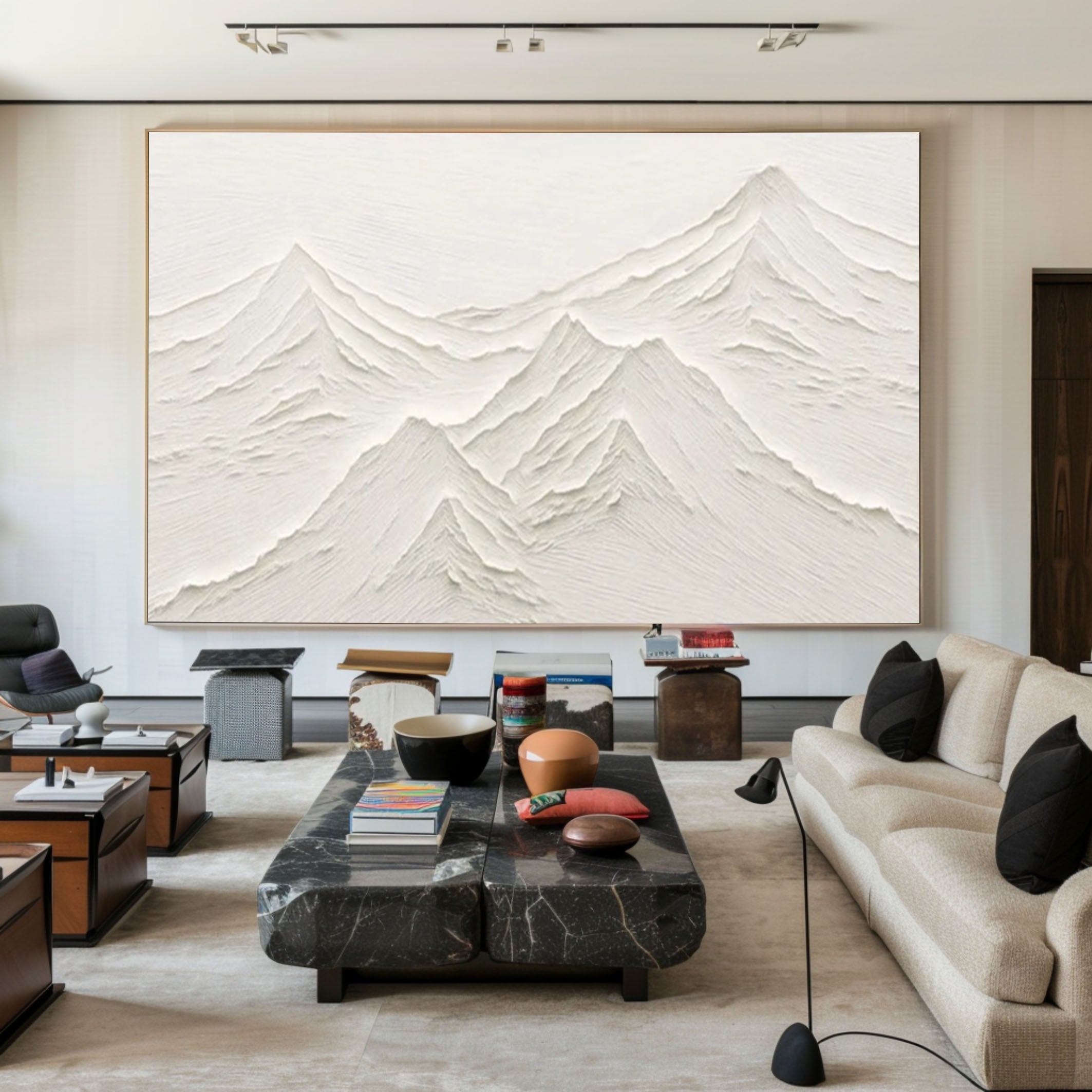 Serene Abstract White Mountain Painting for Modern Interiors #MM168