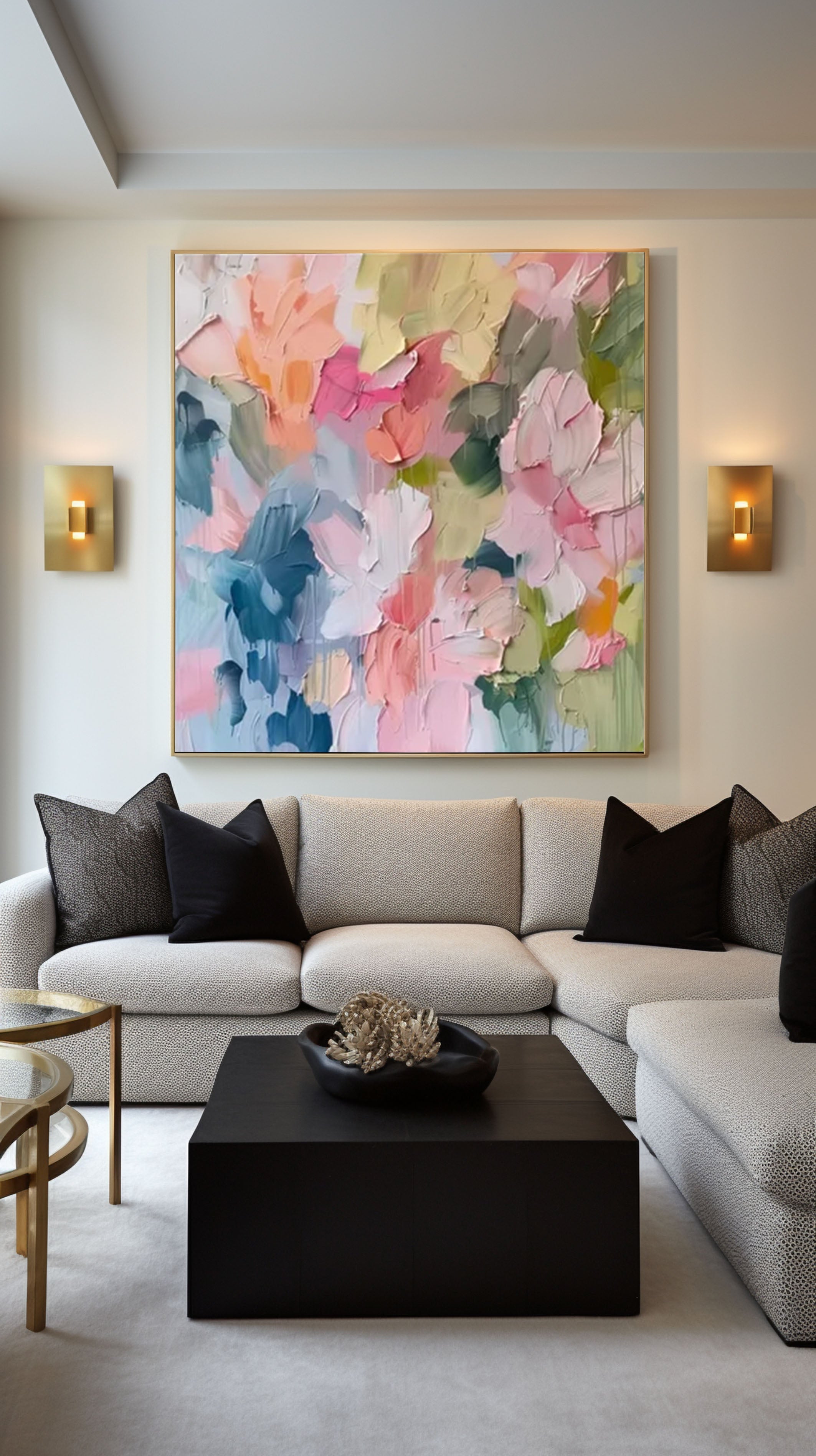 Contemporary Abstract Floral Canvas for Home Decor #FB019