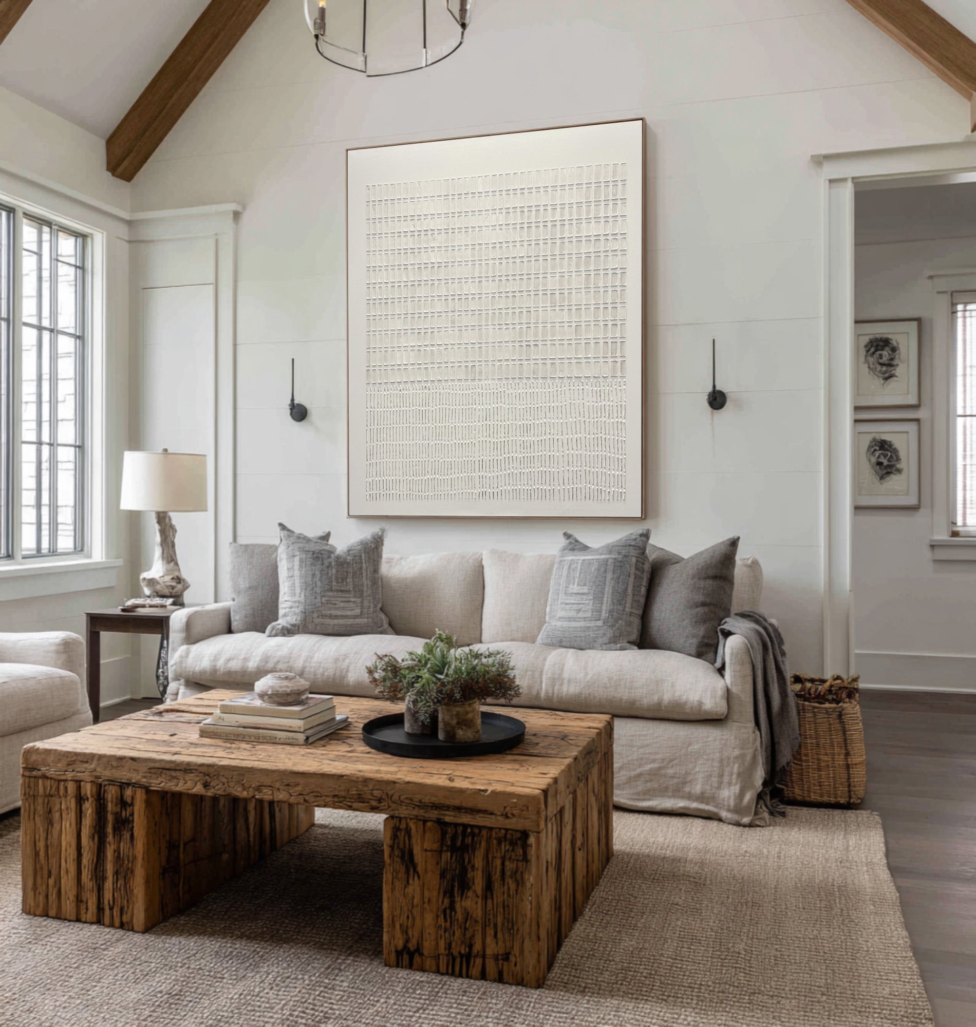 Abstract White Textured Oil Painting - Modern Canvas Wall Art | KelorArt