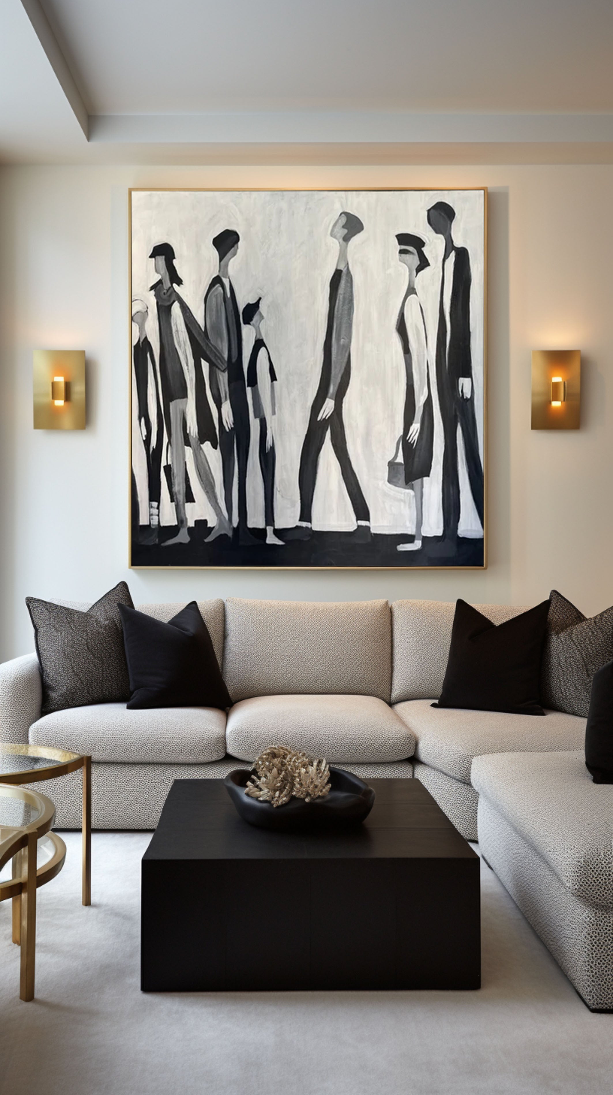 Modern Figurative Black & White Wall Art #HF017