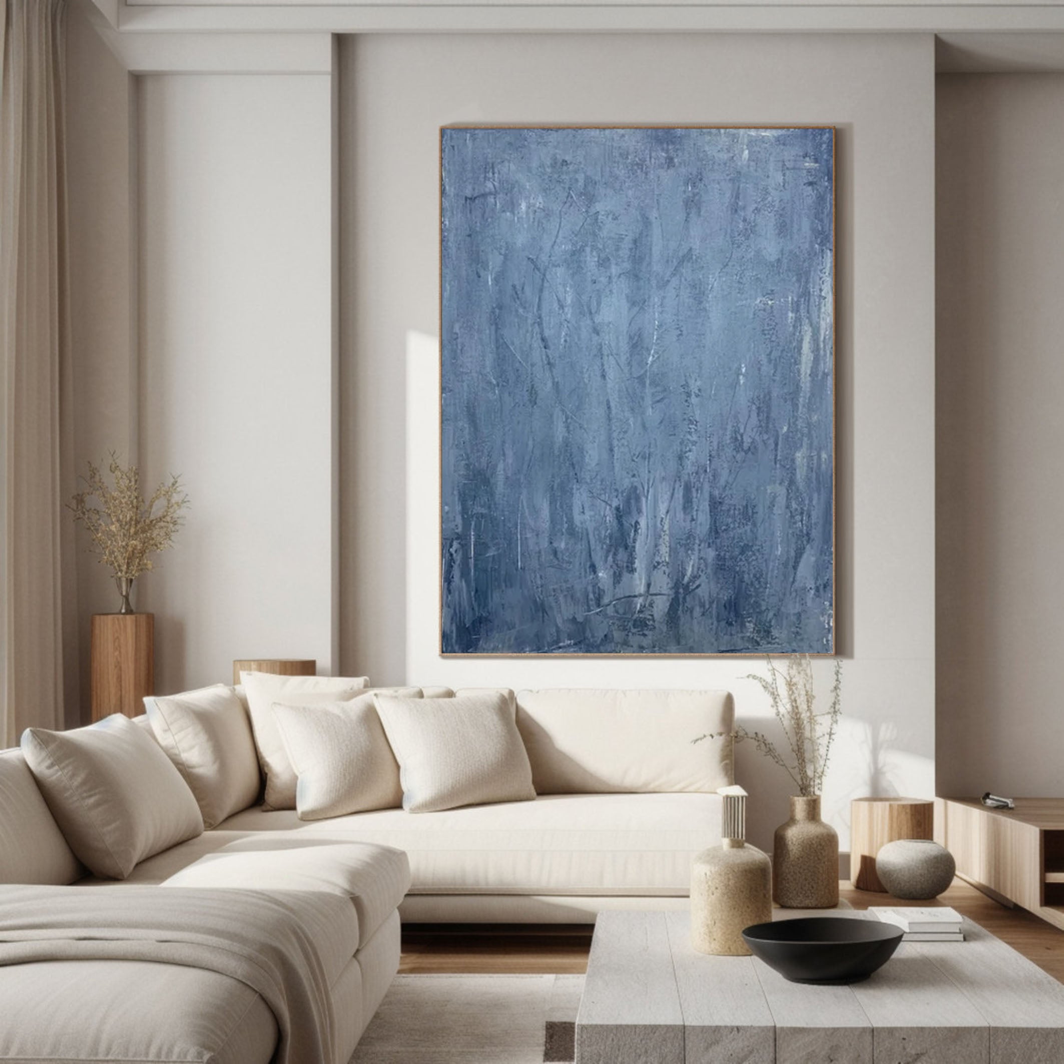 Serene Blue Abstract Wabi Sabi Wall Art for Modern Interiors #MM179