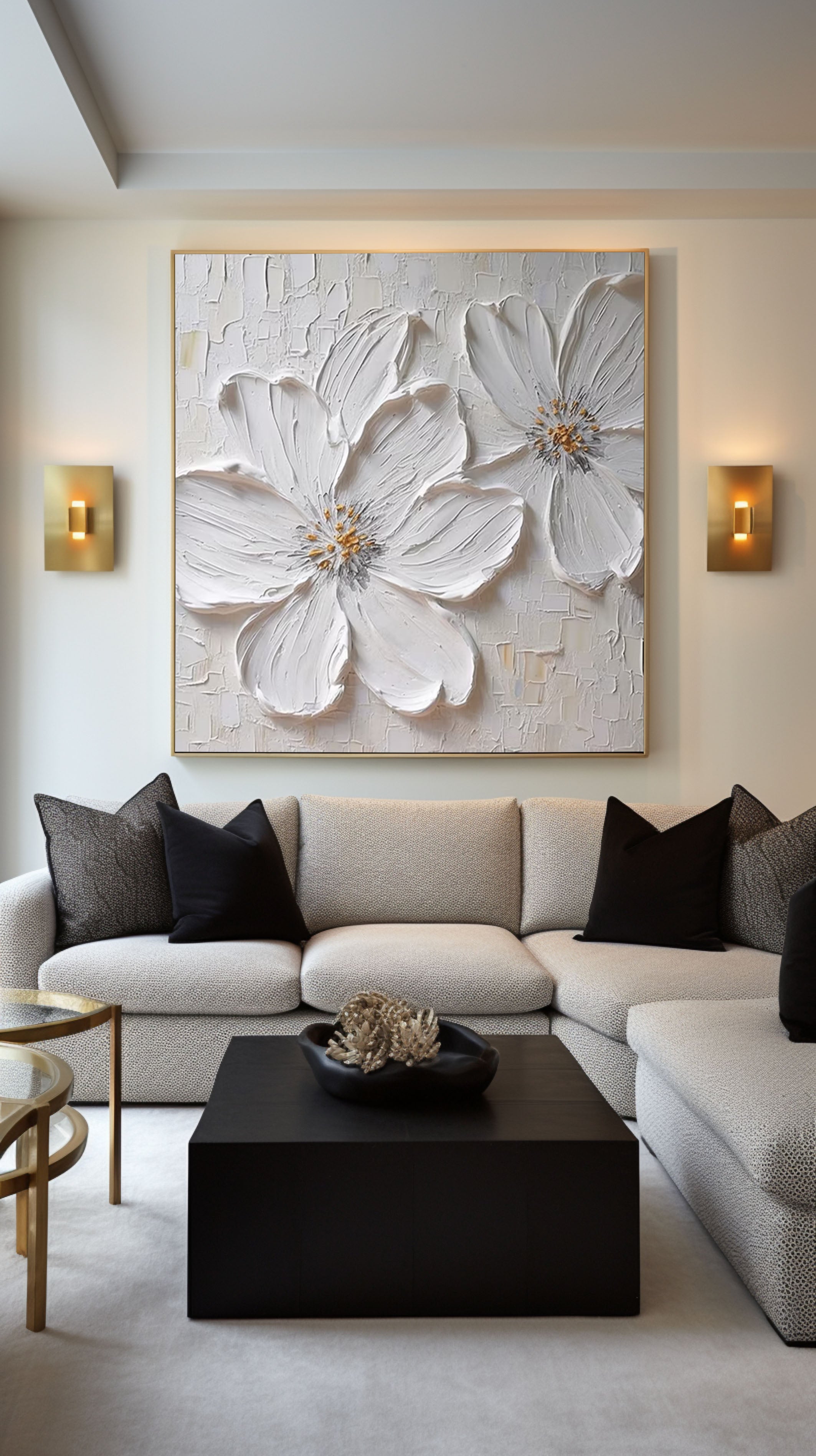 Modern White Floral Wall Art for Elegant Home Interiors #FB020