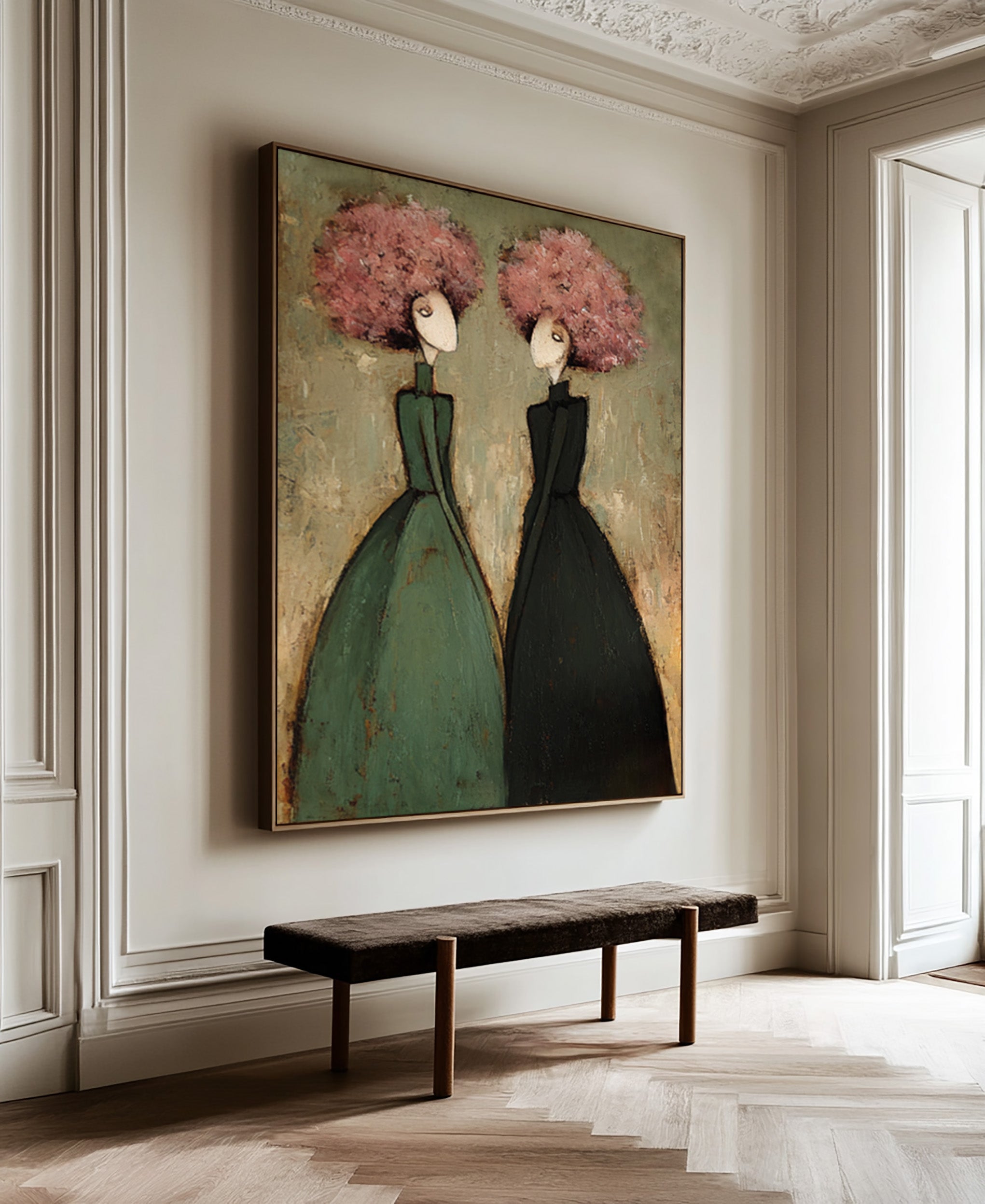 Modern Paired Figure Oil Painting - Contemporary Wall Art | KelorArt