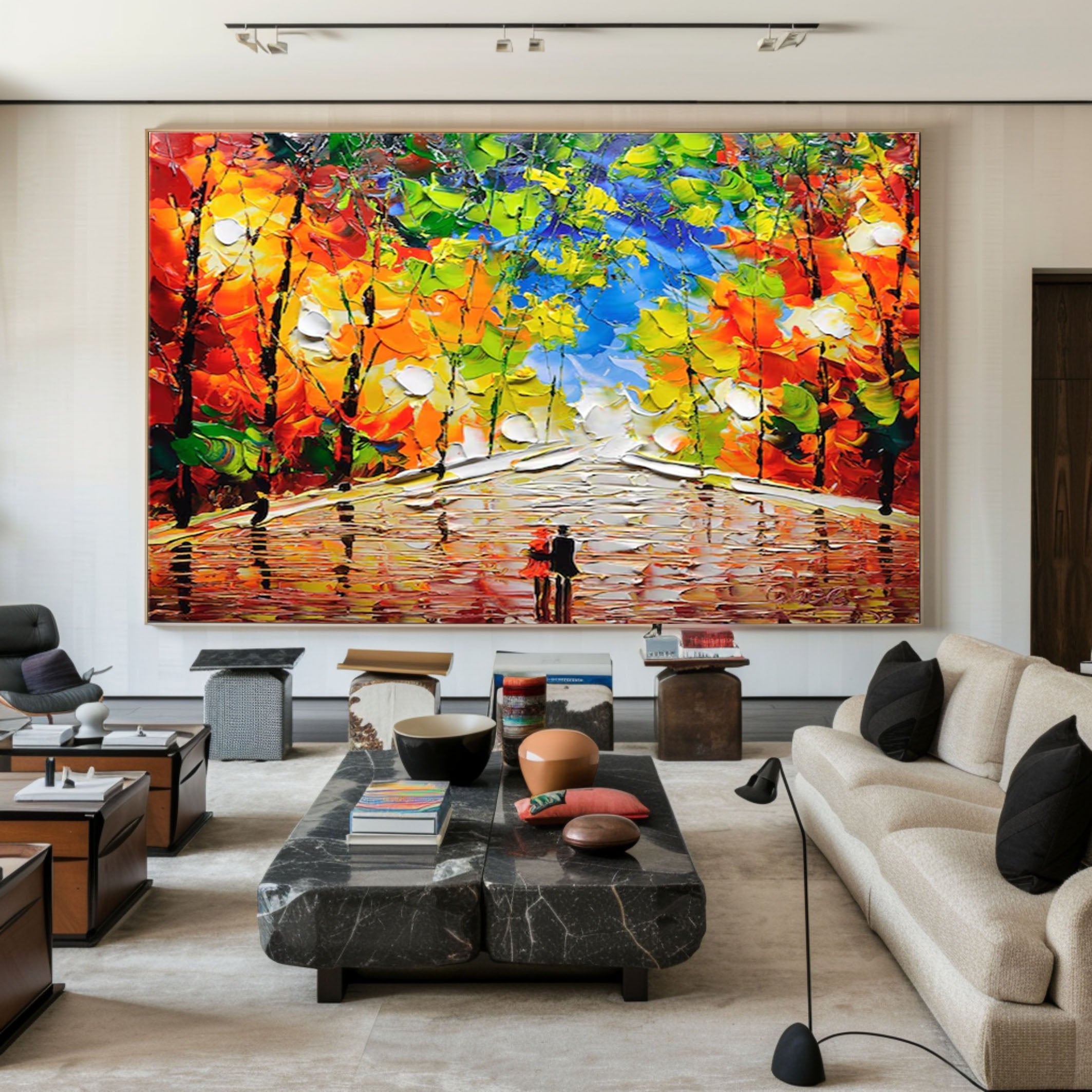 Elegant Modern Forest Painting for Chic Home Design