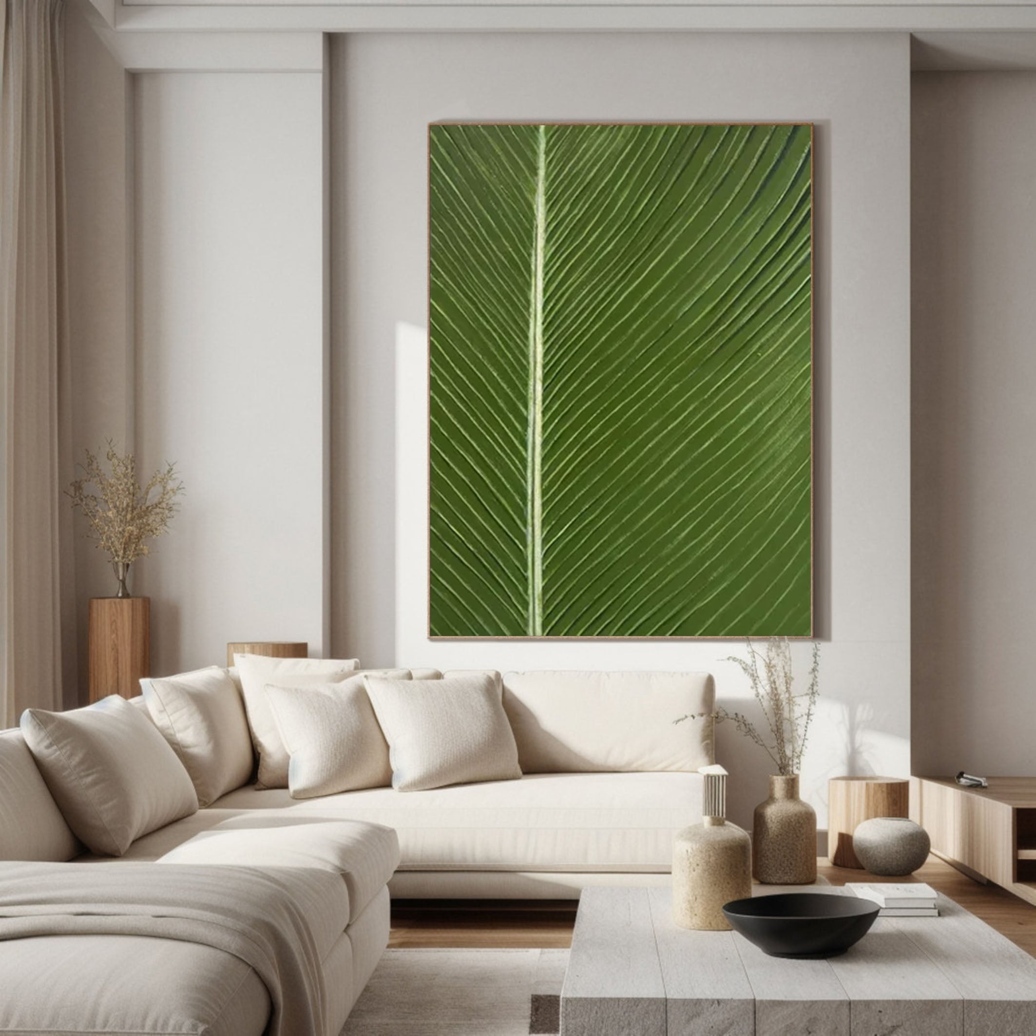 Green Leaf Wall Art Nature-Inspired Canvas Decor #FB033