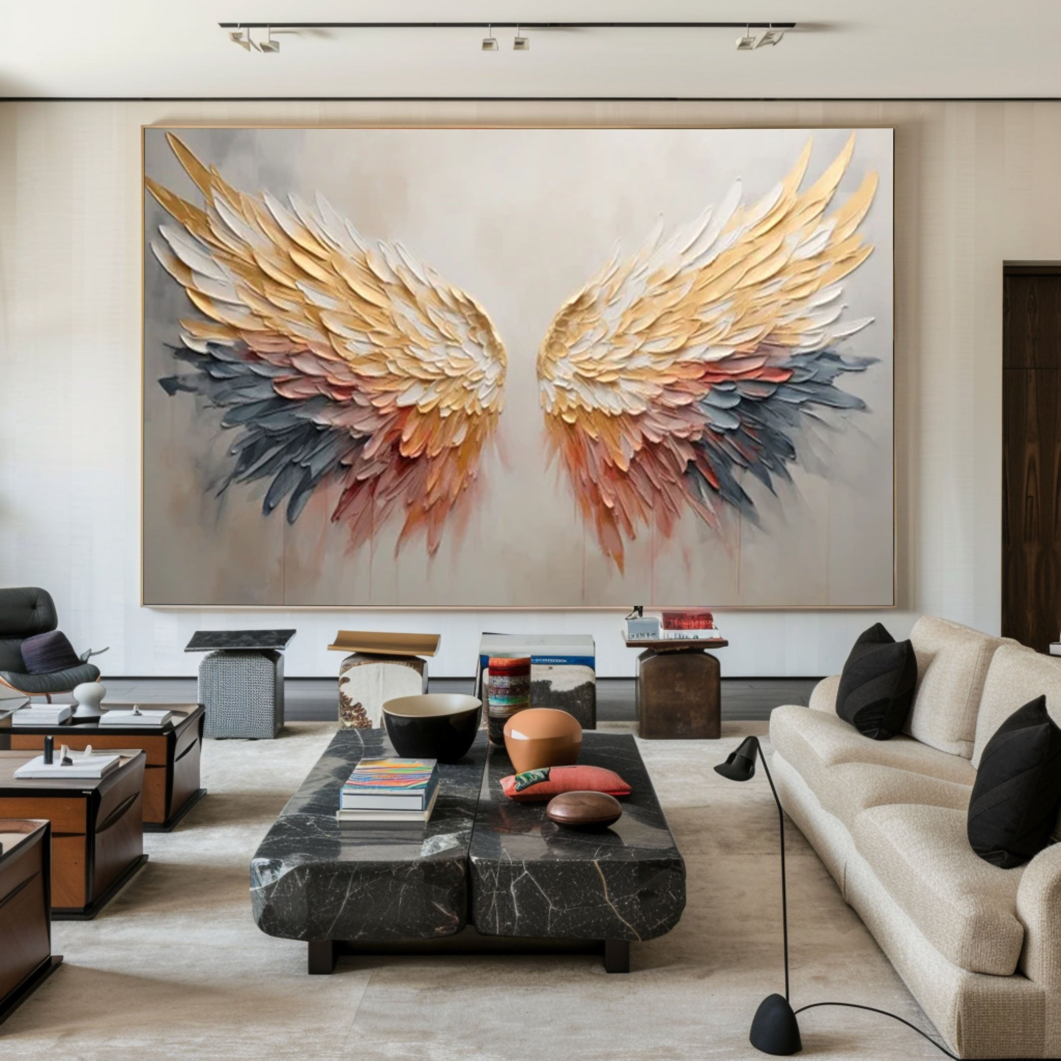 Colorful Angel Wings Canvas Large Abstract Wall Art