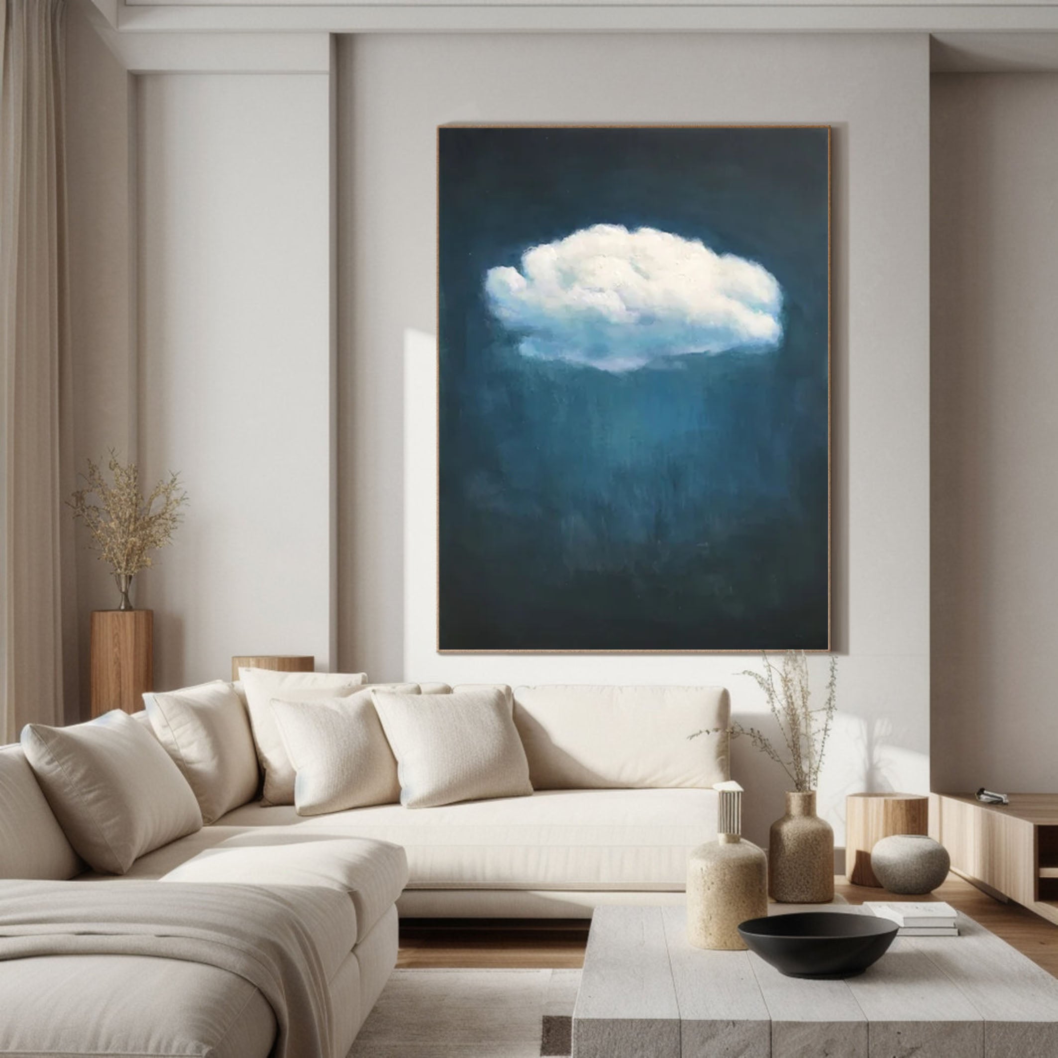 Minimalist Blue Cloudscape Canvas Wall Art #SP007