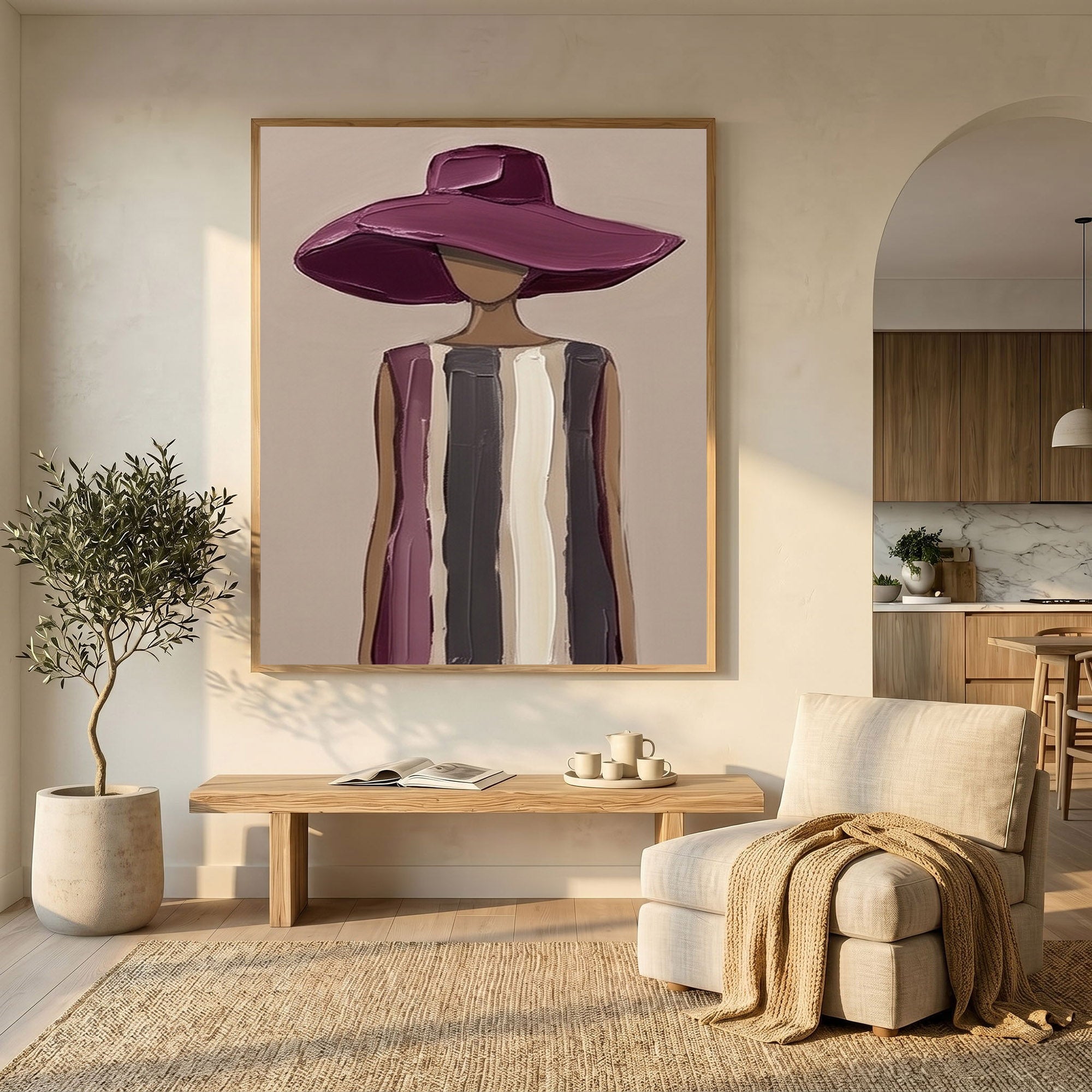Large Modern Woman Portrait Wall Art Abstract Oil Painting Vintage Americana Art Cowgirl Cowboy Western Fashion Figure Contemporary Decor