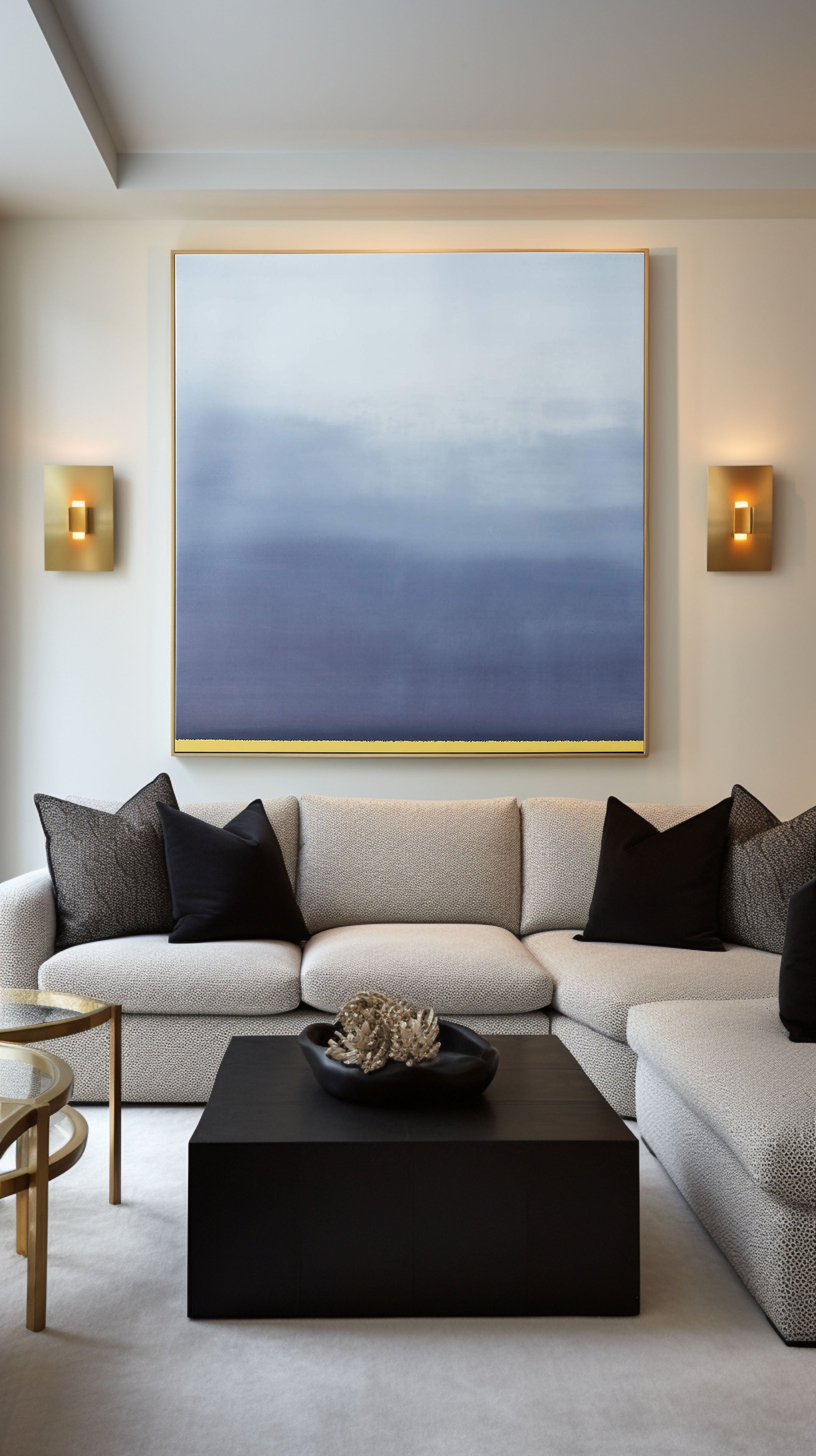 Contemplative Blue Tone Wall Art with Soft Blended Layers #MM398