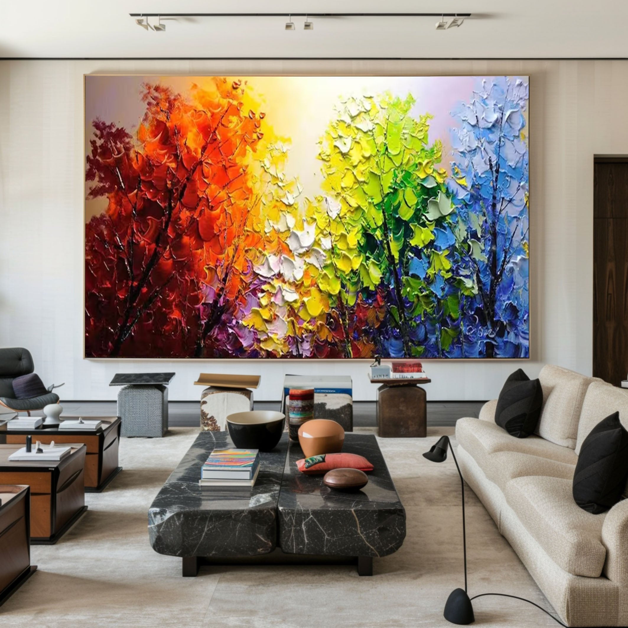 Vibrant Abstract Forest Painting for Modern Interiors