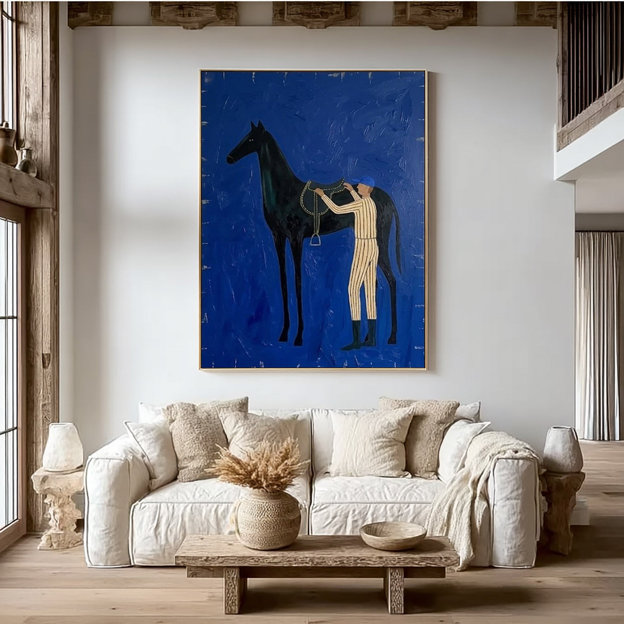 Large Contemporary Cowboy Horse Oil Painting Luxury Wall Art