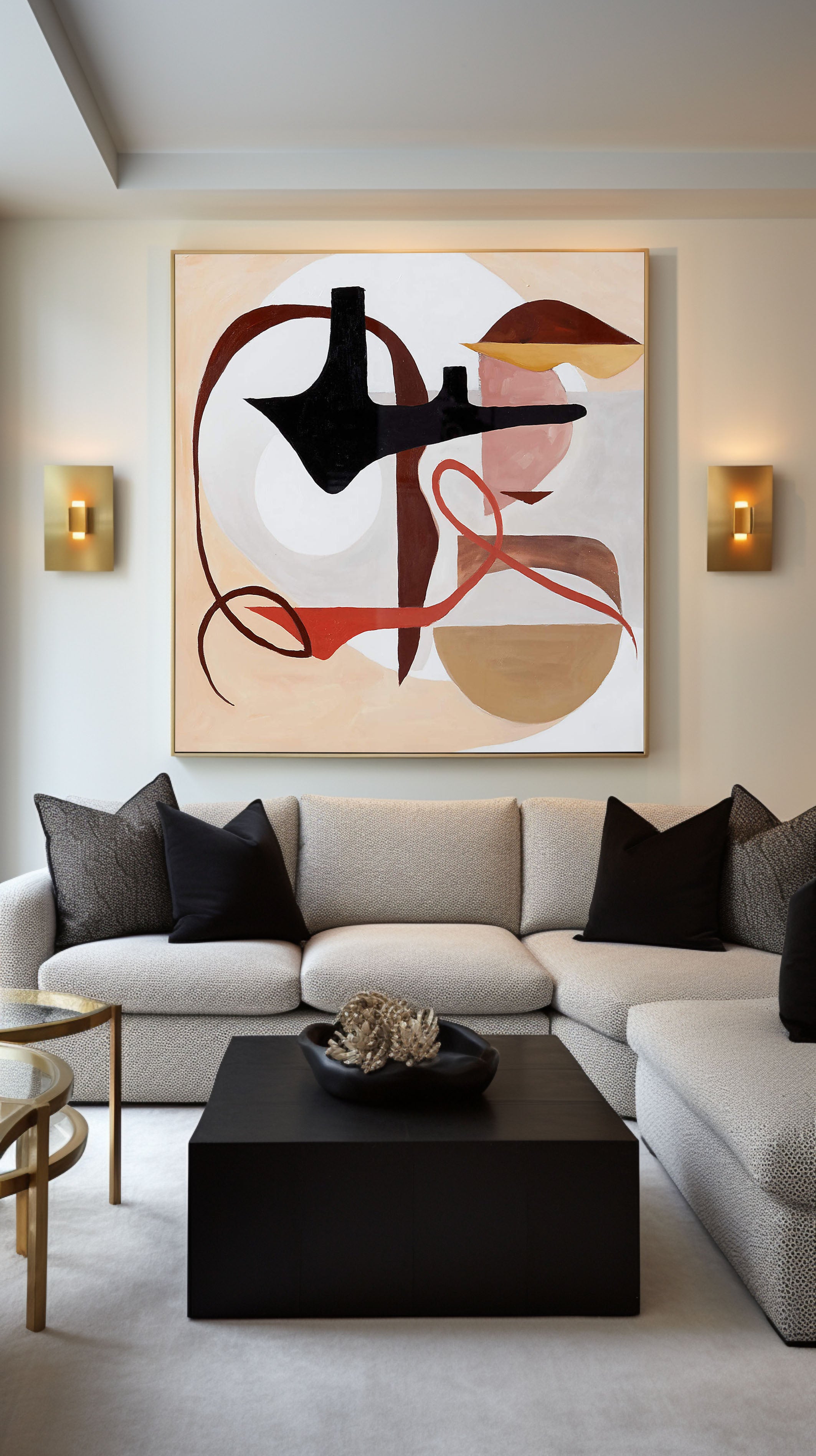 Warm Abstract with Balanced Shapes, Contemporary Wall Art #MM392