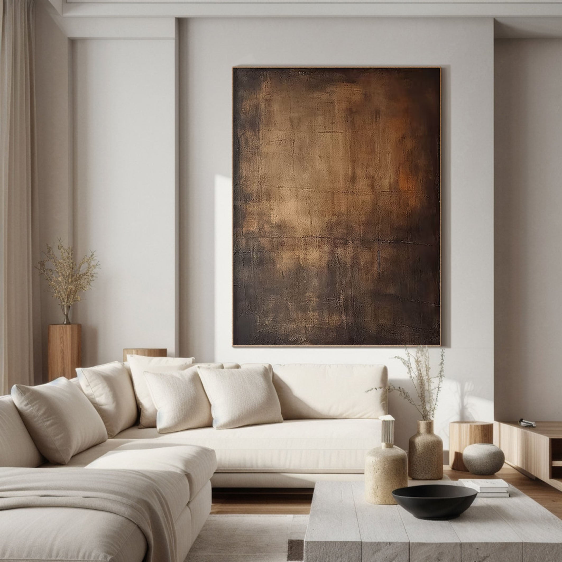 Rustic Abstract Wall Art Earthy Tones Canvas #AB065