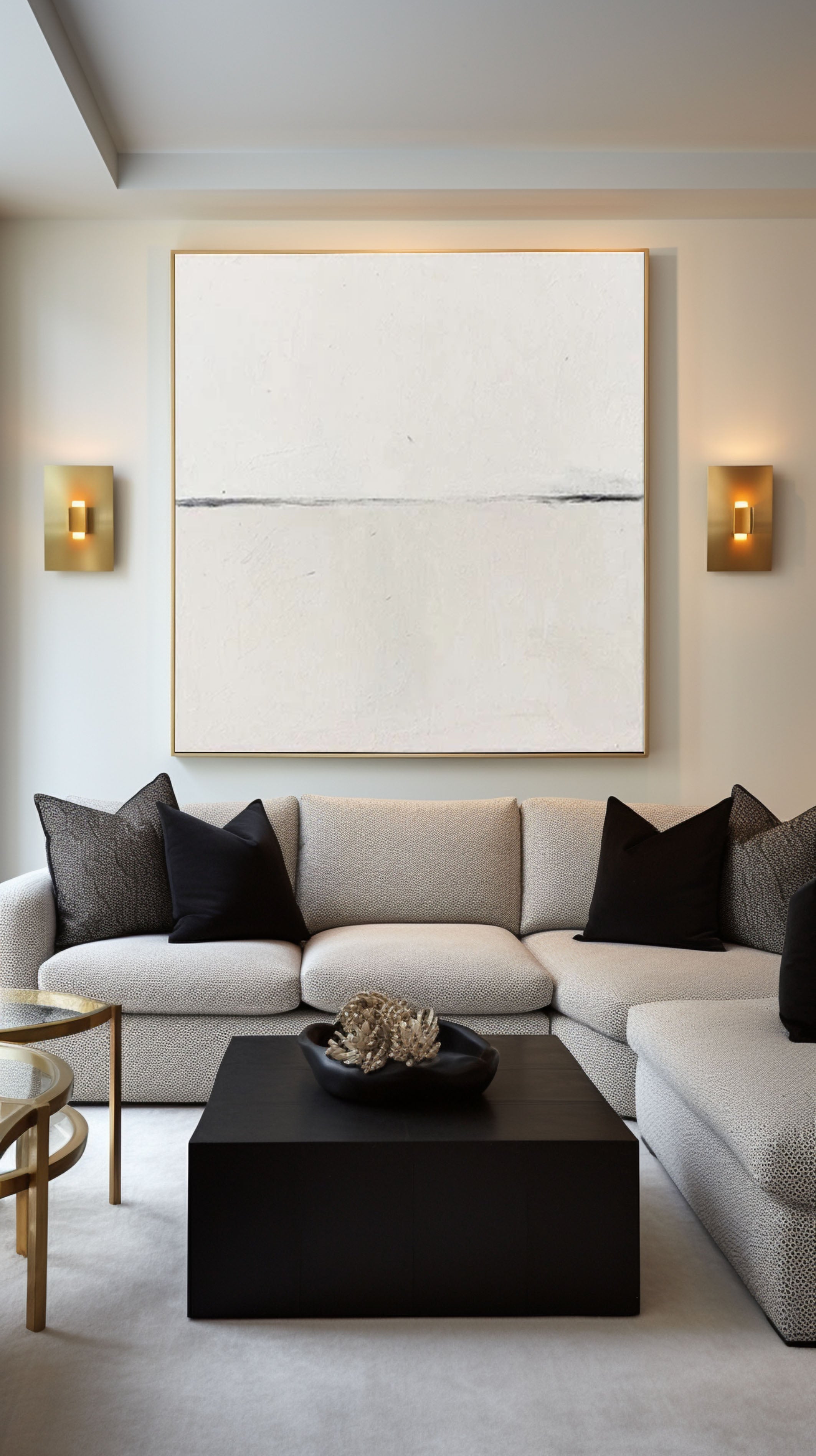 Large Minimalist Abstract Art in Neutral Shades #AB072