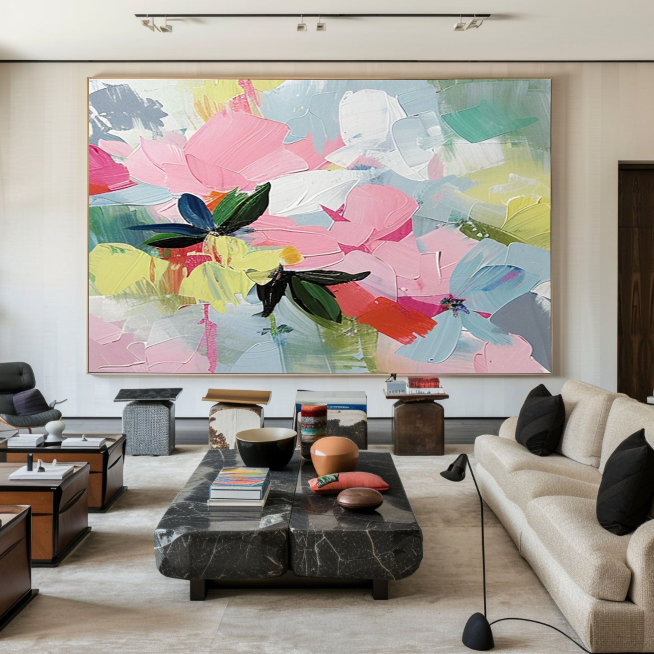 Modern Abstract Flower Painting for Living Room Walls