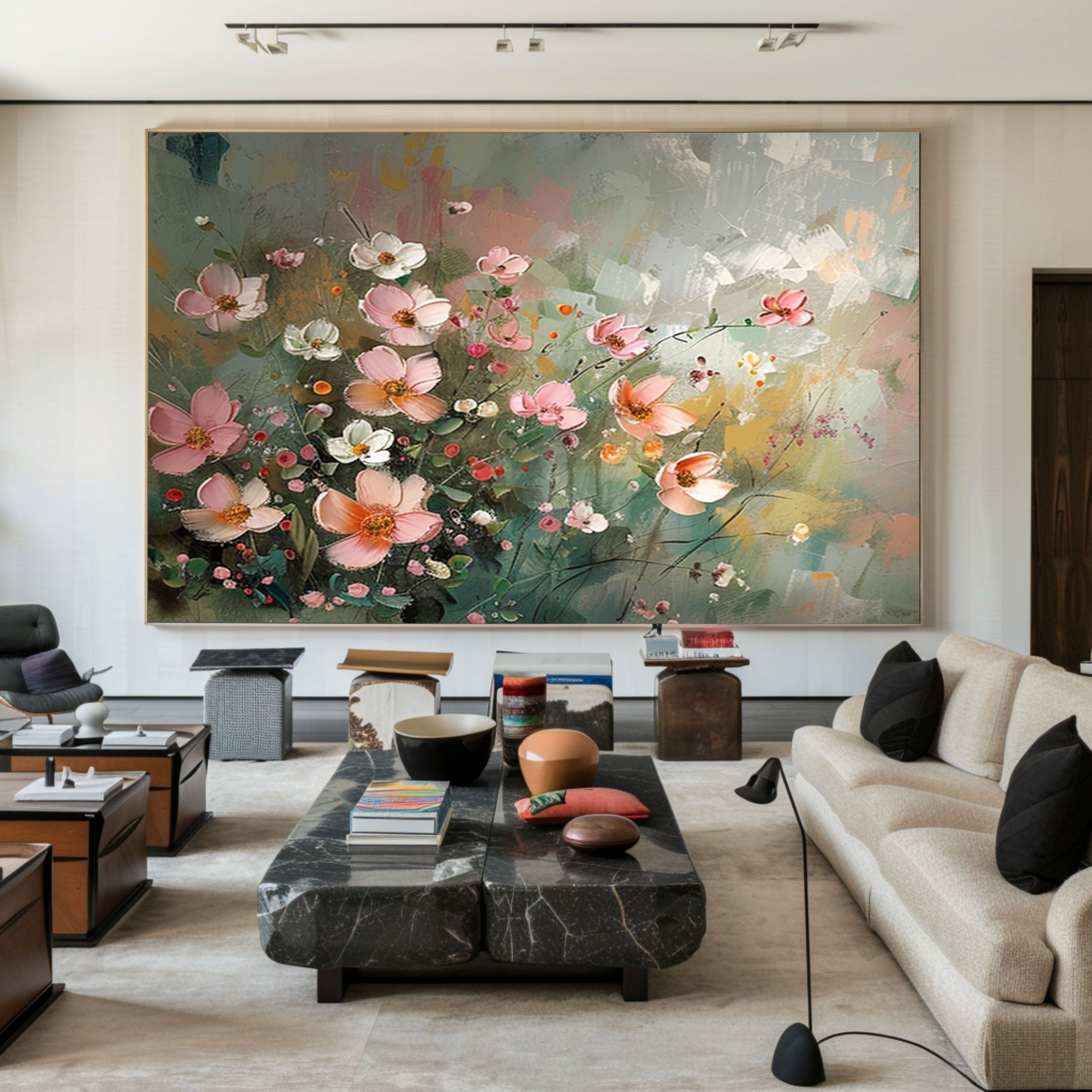 Large Canvas Flower Painting for Home Decor #FB014