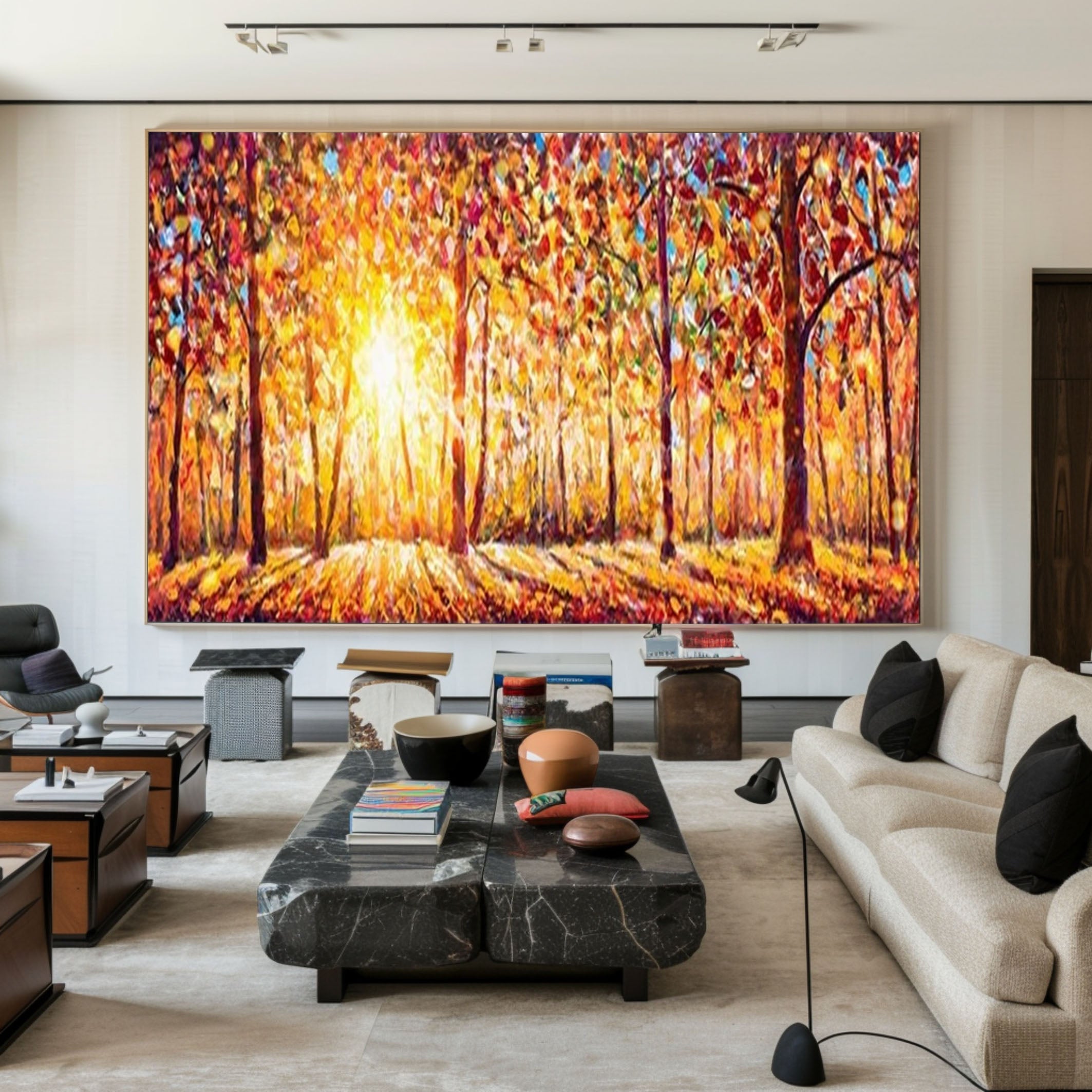 Vibrant Autumn Forest Painting for Modern Interiors #TP041