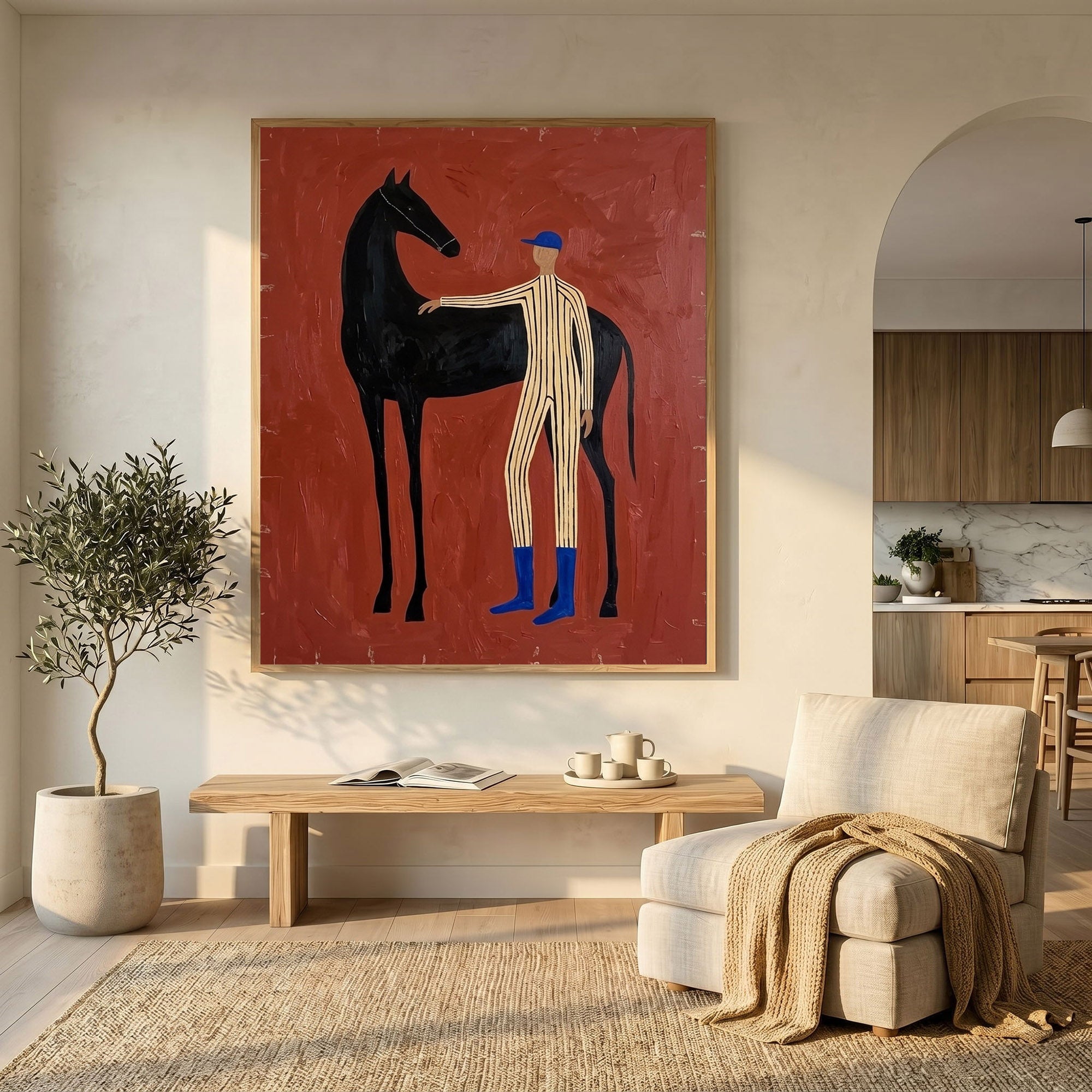 Large Cowboy Wall Art Modern Horse Oil Painting Southwestern Contemporary Artwork