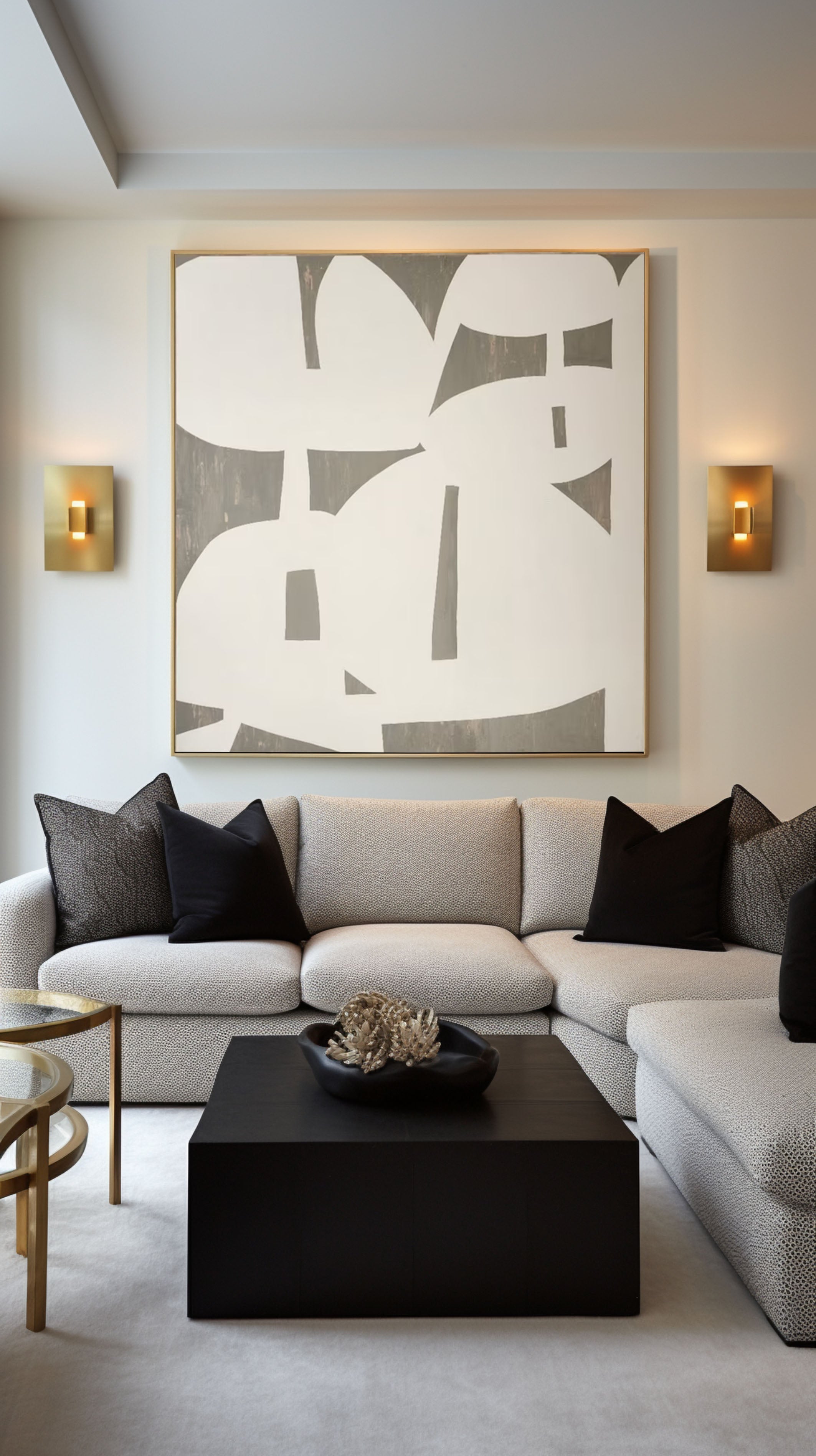 Bold Abstract Wall Art with Neutral Color Blocking #AB073