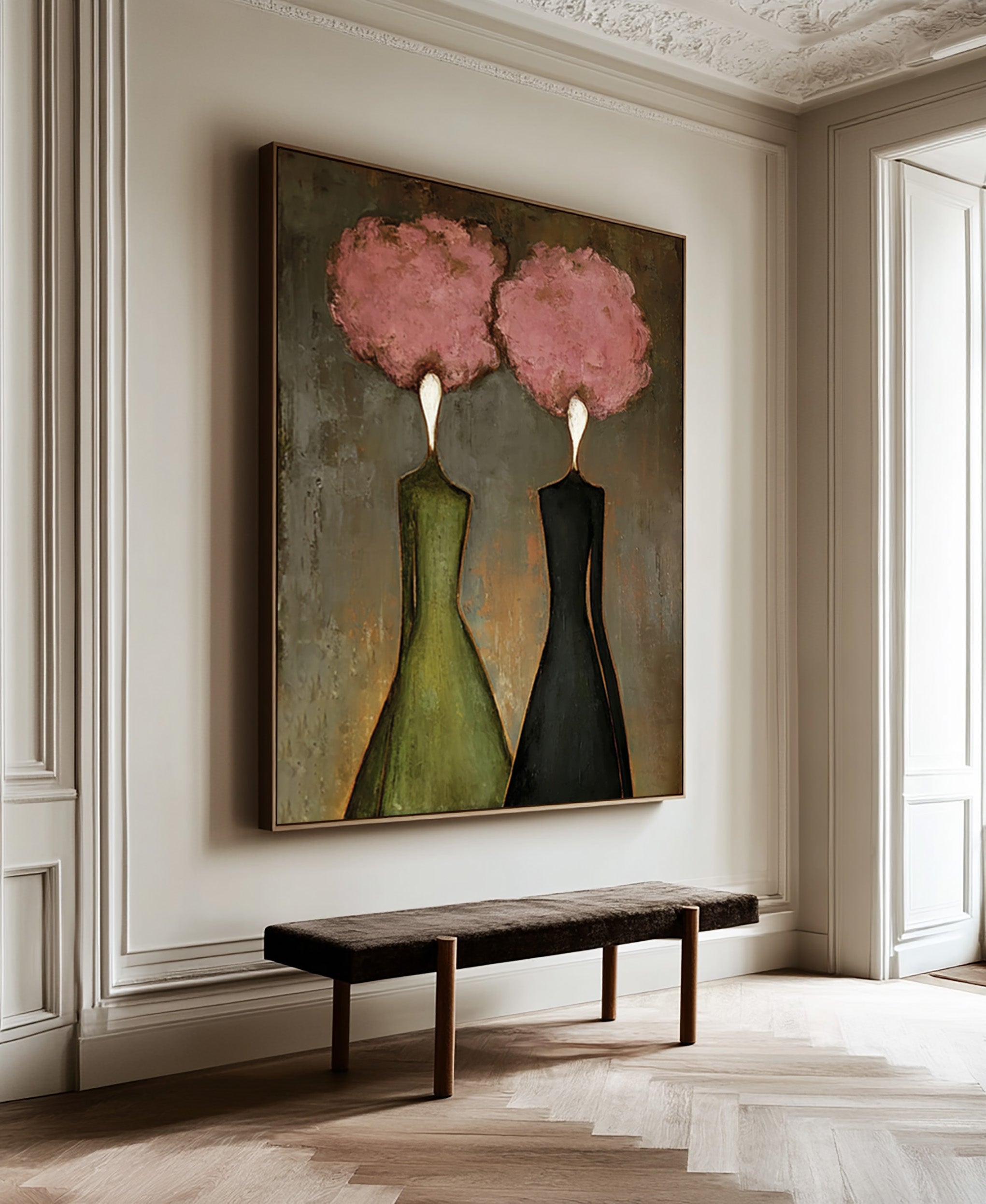 Abstract Women Oil Painting - Soft Contrast Wall Art | KelorArt