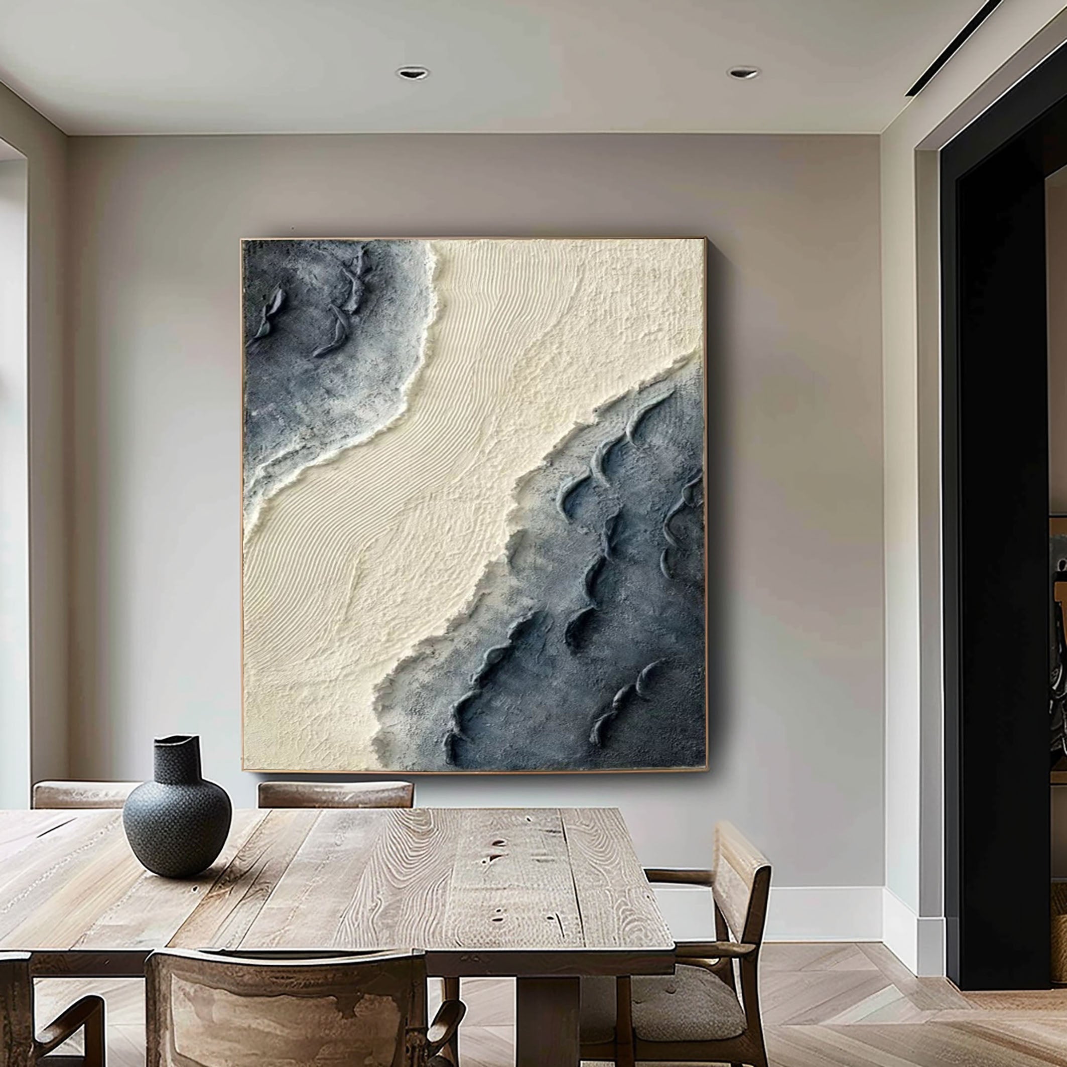 Textured Coastal Dunes Art Modern Ocean Painting #OP002