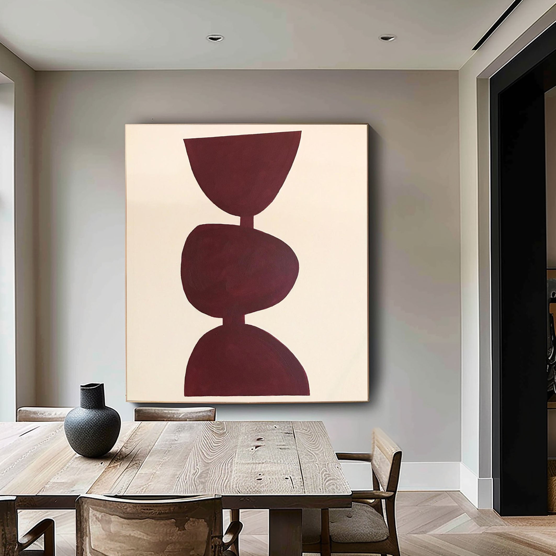 Minimalist Burgundy Canvas Wall Art