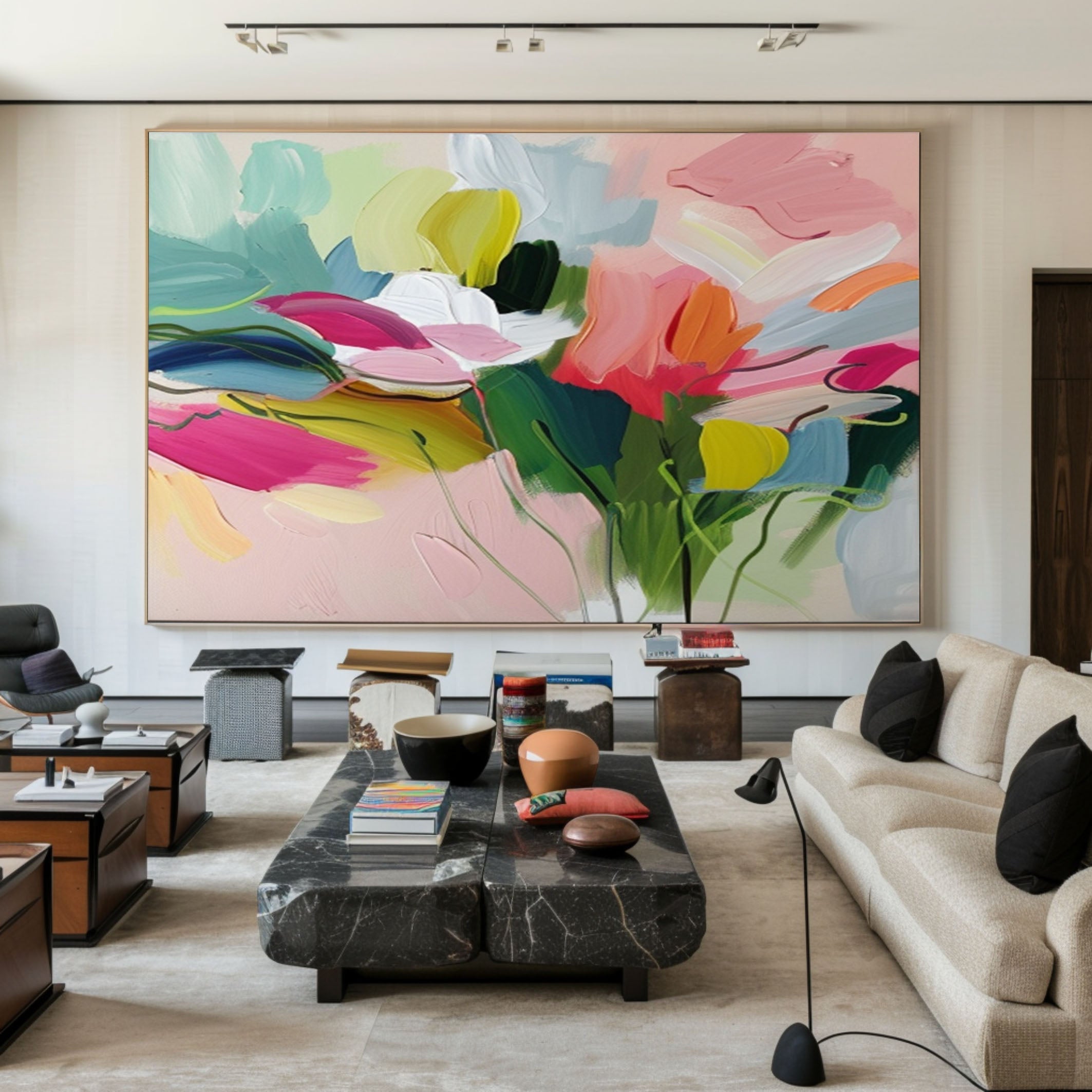 Bold Colorful Floral Artwork for Stylish Interiors