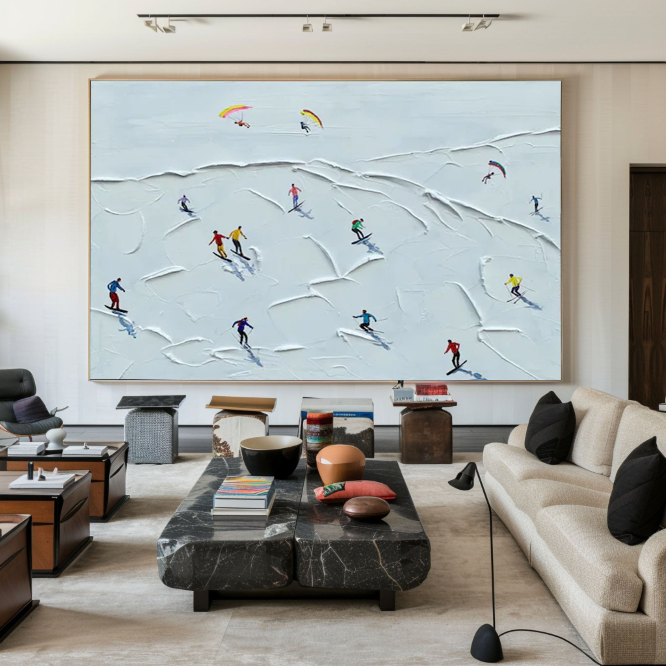 Dynamic Winter Sports Textured Artwork for Active Interiors #SPA012