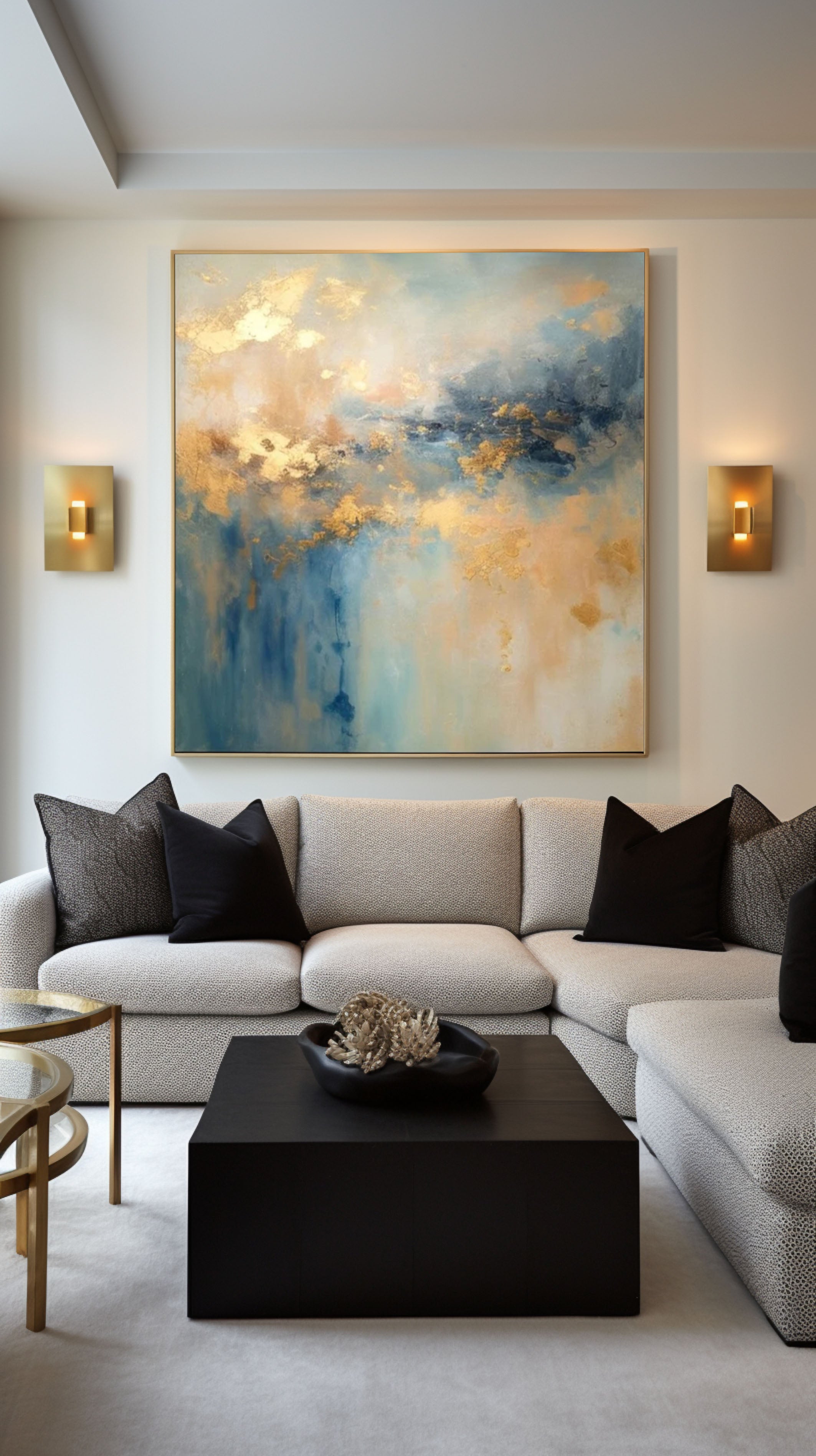 Contemporary Abstract Wall Art with Gold Accents #AB067